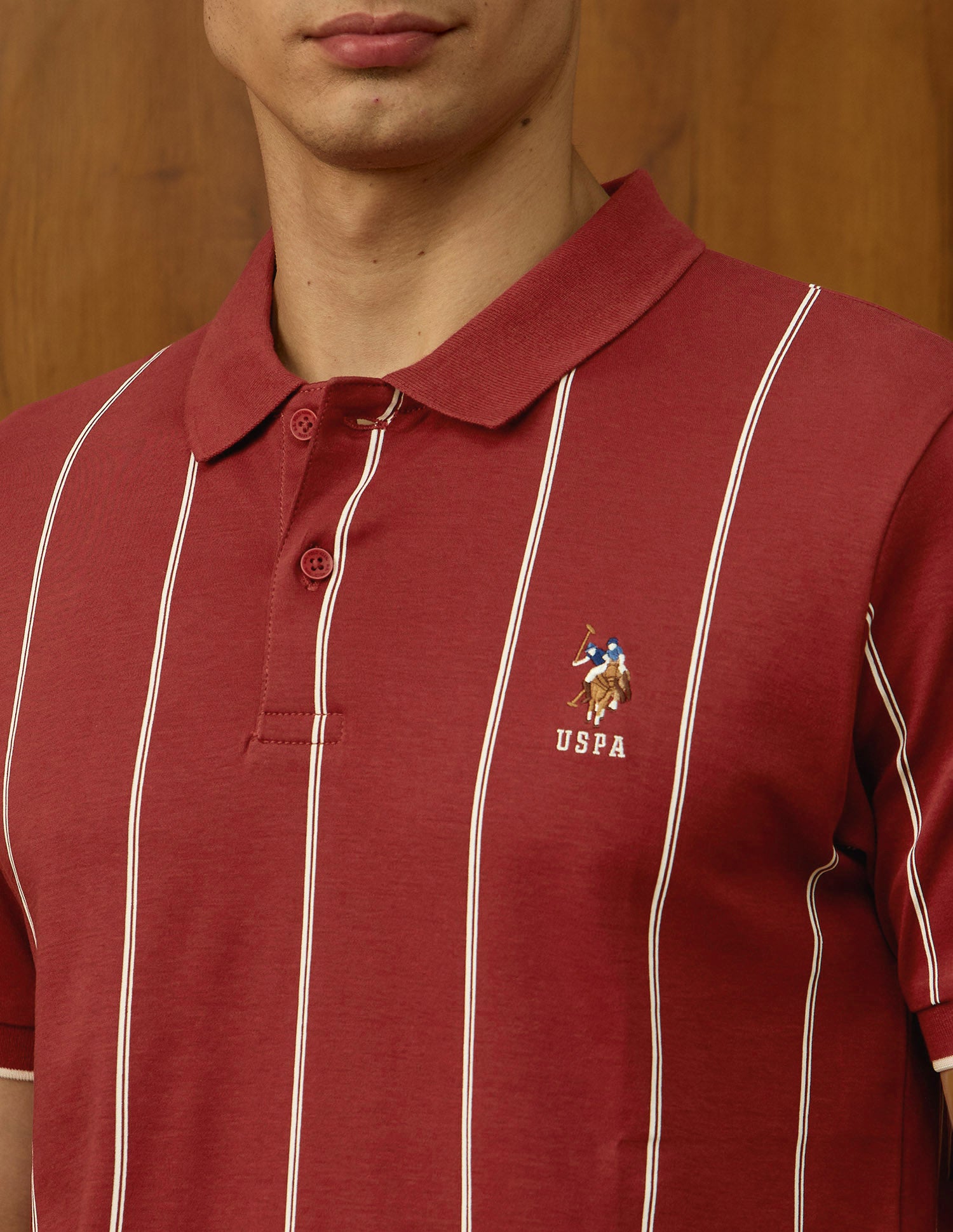 Vertical Striped Slim Fit Polo Shirt Red - U.S. POLO ASSN. | Large