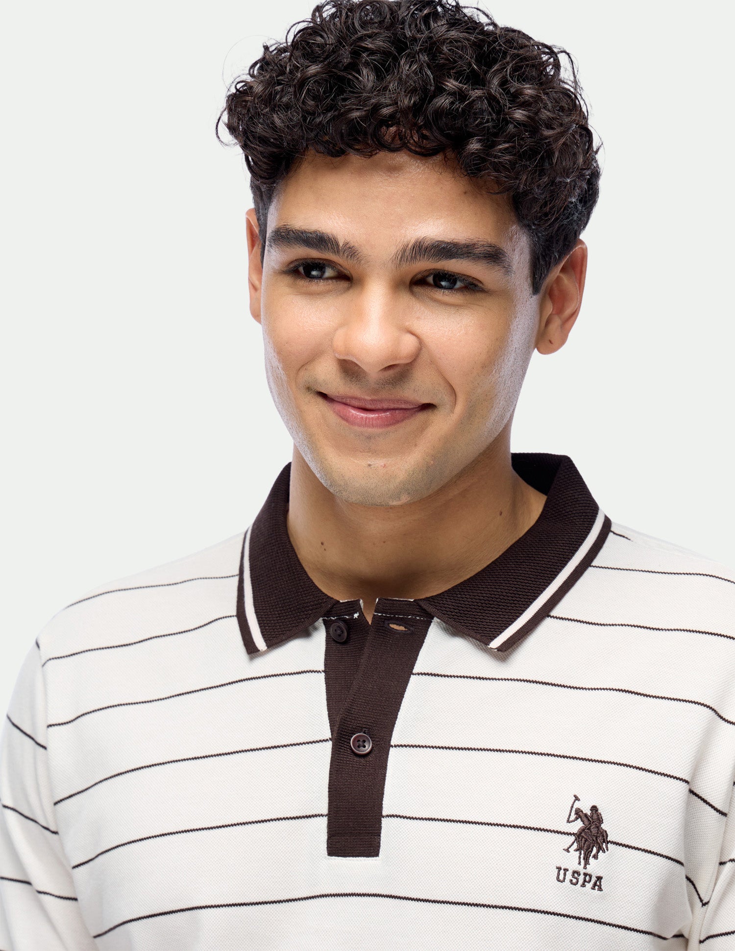 Slim Fit Horizontal Striped Polo Shirt Off White - U.S. Polo Assn. India | Large
