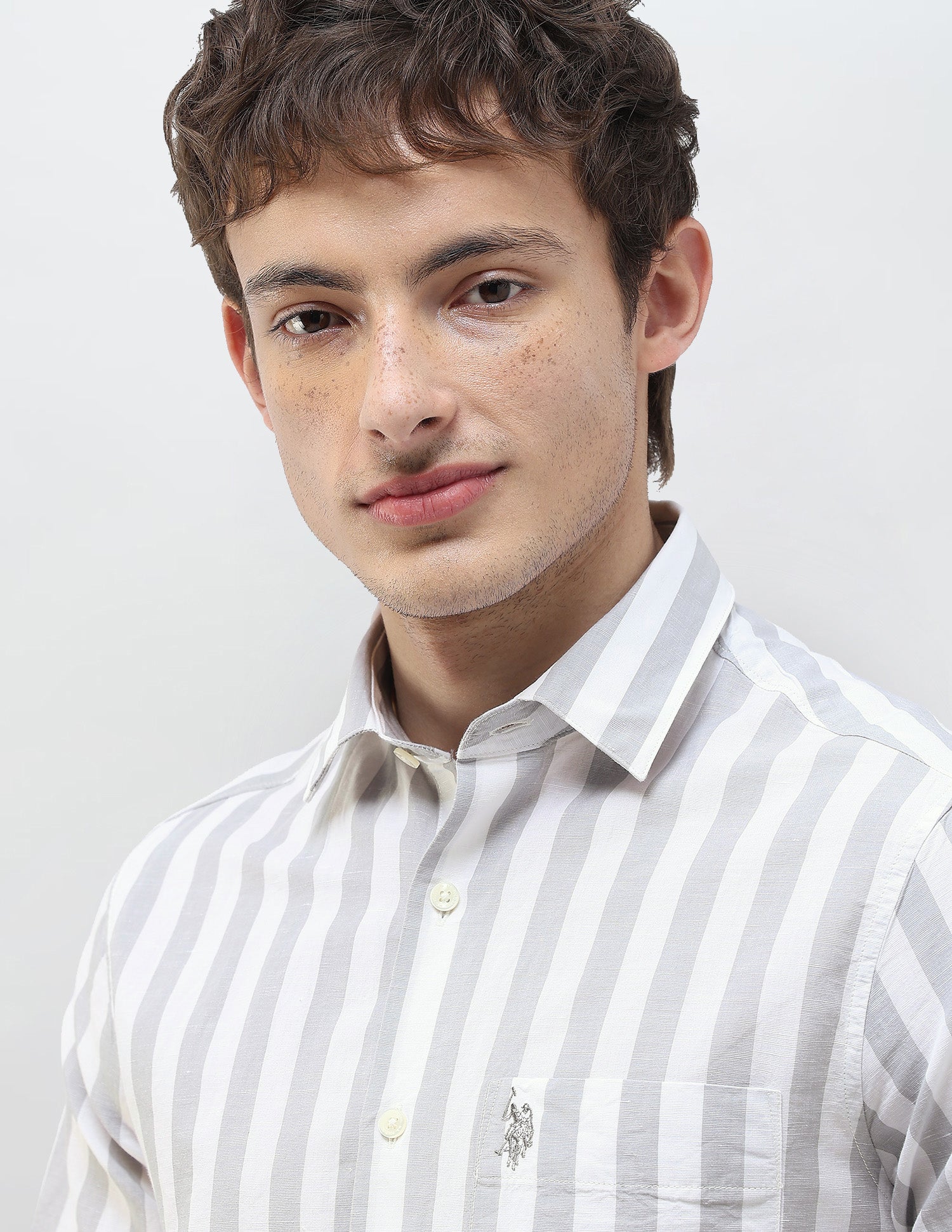 Vertical Striped Regular Fit Shirt Grey - U.S. Polo Assn. India | Large