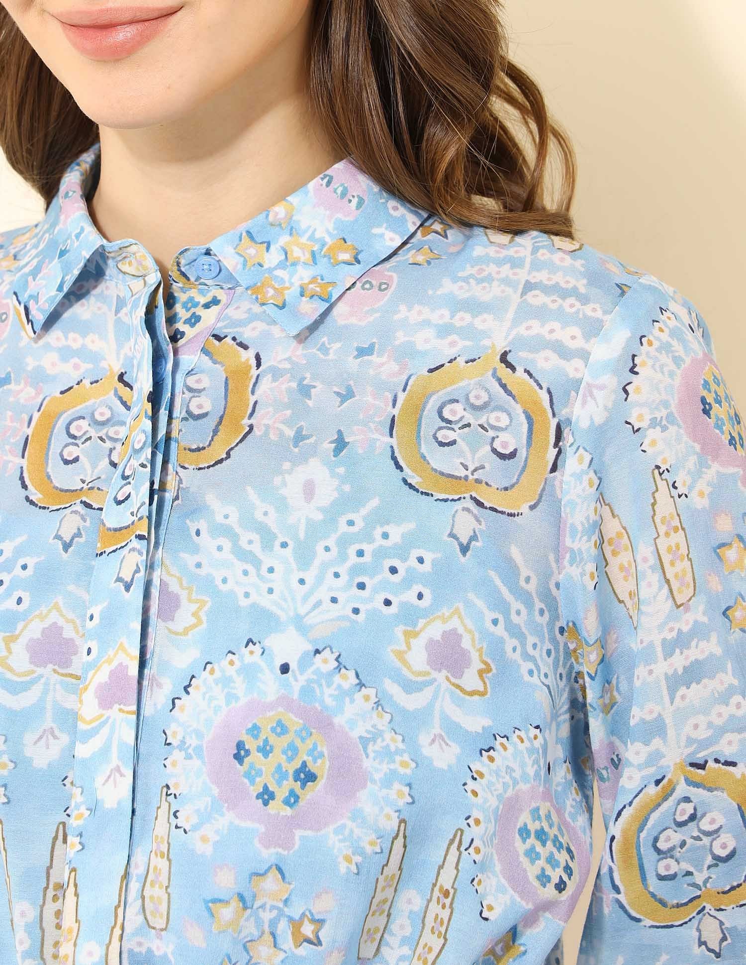 Cinched Wasit Floral Printed Shirt Multi-colour - U.S. Polo Assn. India | Large