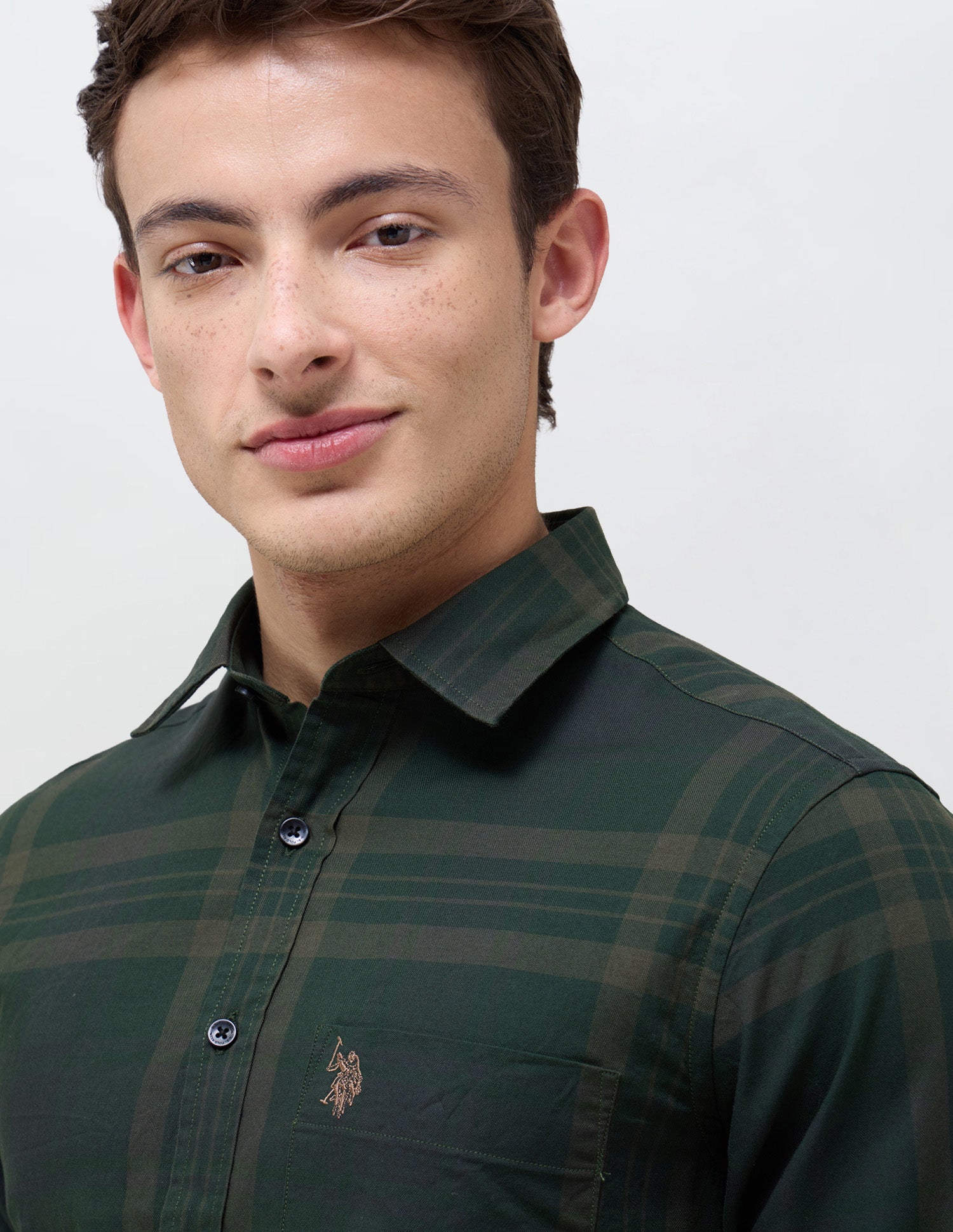 Tartan Checked Regular Fit Shirt Dark Olive - U.S. Polo Assn. India | Large