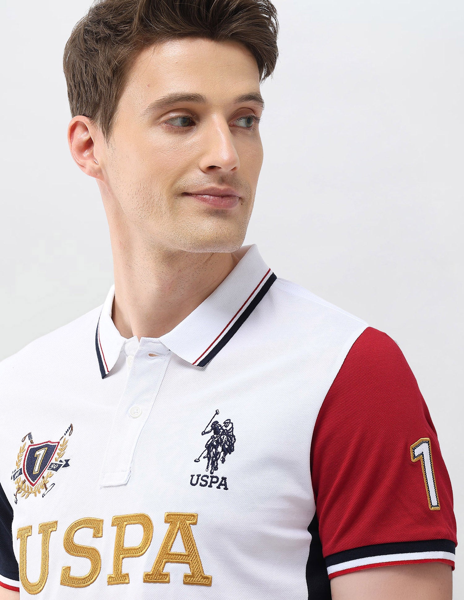 Colourblocked Brand Embroidered Slim Fit Polo Shirt White - U.S. Polo Assn. India | Large