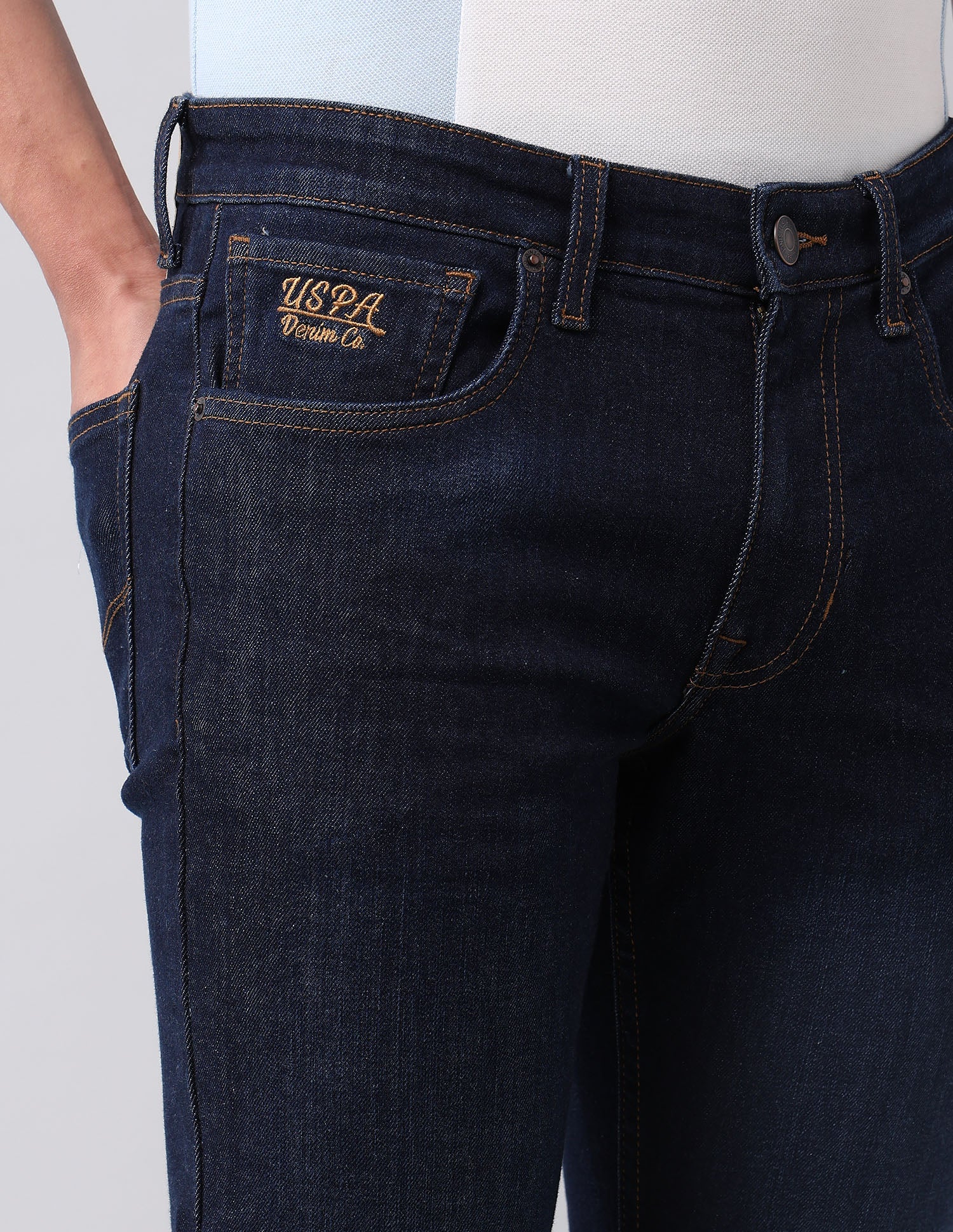 Brandon Slim Tapered Fit Blue Jeans Dark Blue - U.S. POLO ASSN. | Large