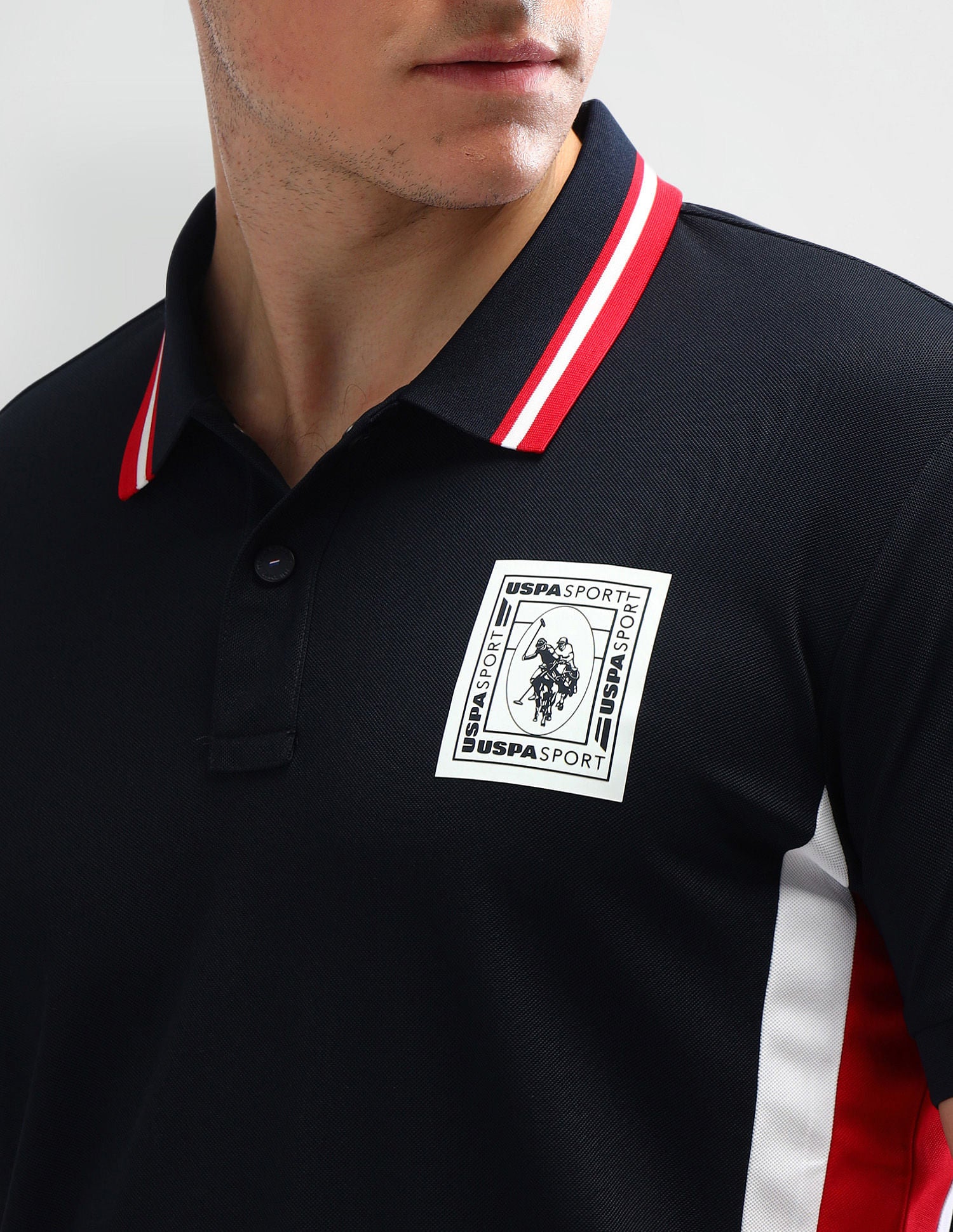 Slim Fit Solid Polo Shirt Navy - U.S. Polo Assn. India | Large