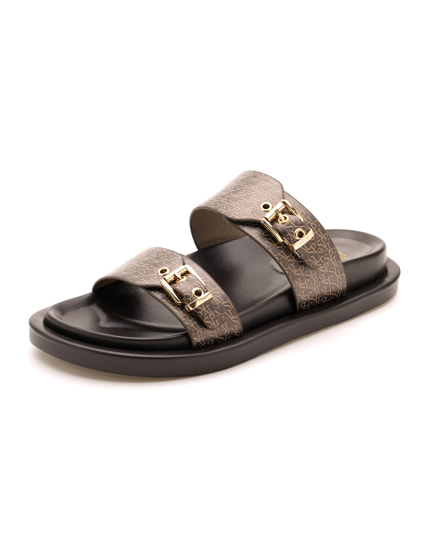 Open Toe Buckle Detail Maria Sandals Brown - U.S. Polo Assn. India | Large