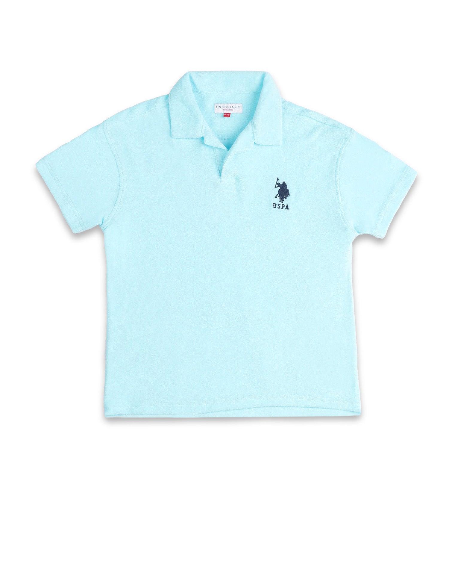 Boys Pure Cotton Solid Polo Shirt Light Blue - U.S. POLO ASSN. | Large