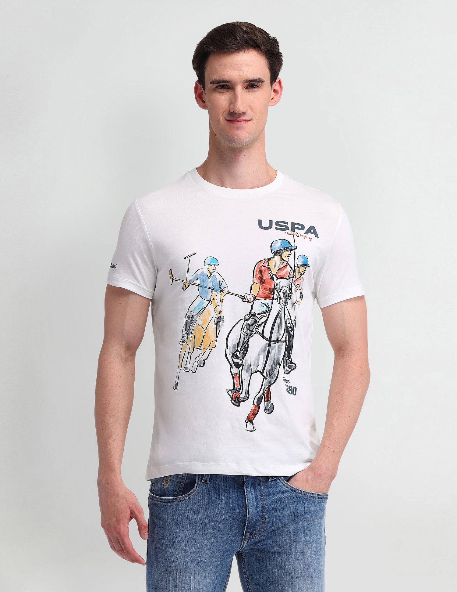 Slim Fit Graphic Printed T-Shirt White - U.S. POLO ASSN. | Large