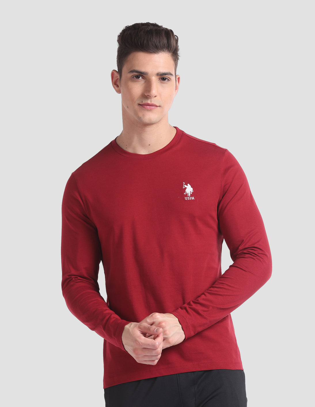Pure Cotton Long Sleeve I693 Lounge T-Shirt - Pack Of 1 Red - U.S. POLO ASSN. | Large