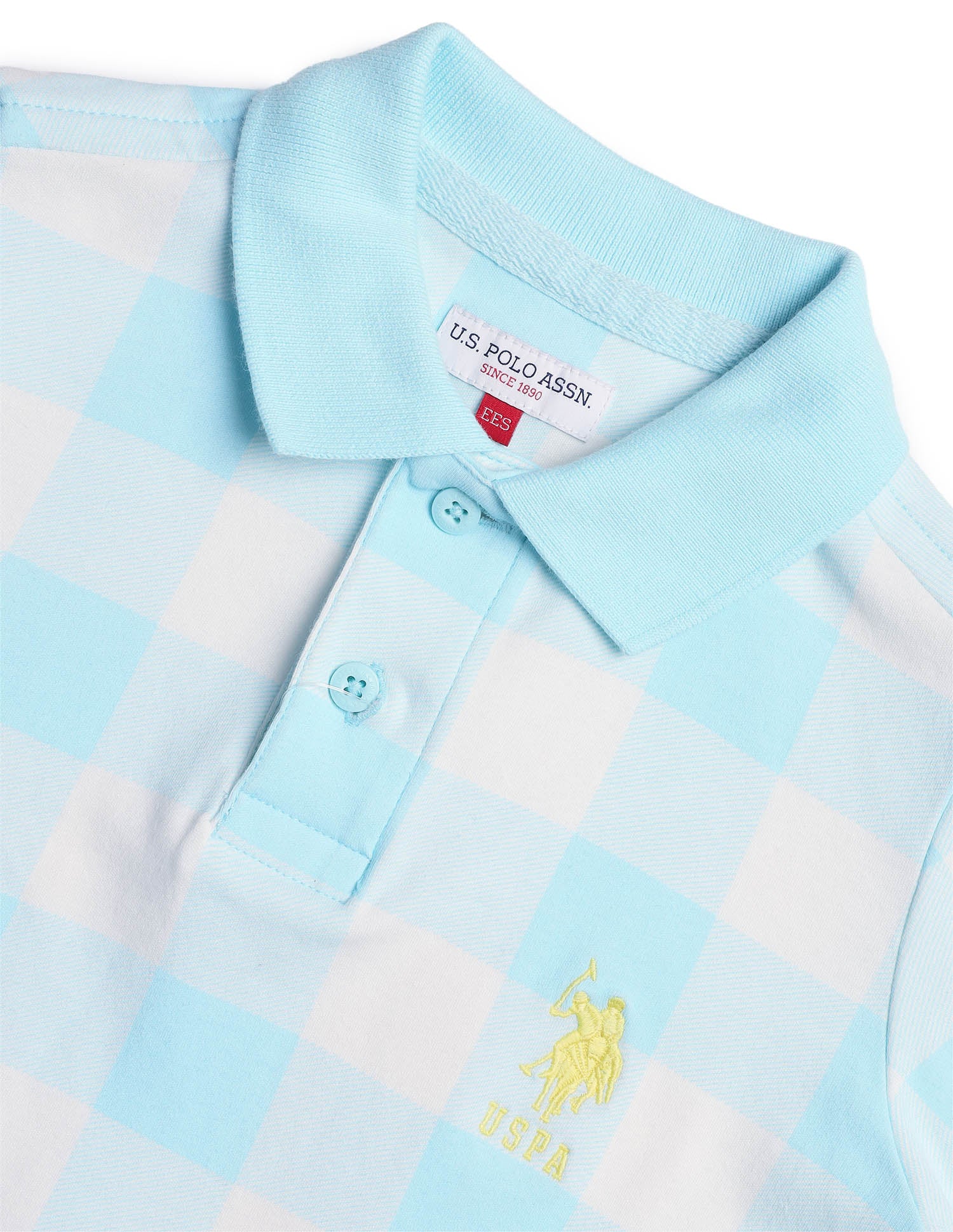 Boys Checked Regular Fit Polo Shirt Light Blue - U.S. POLO ASSN. | Large
