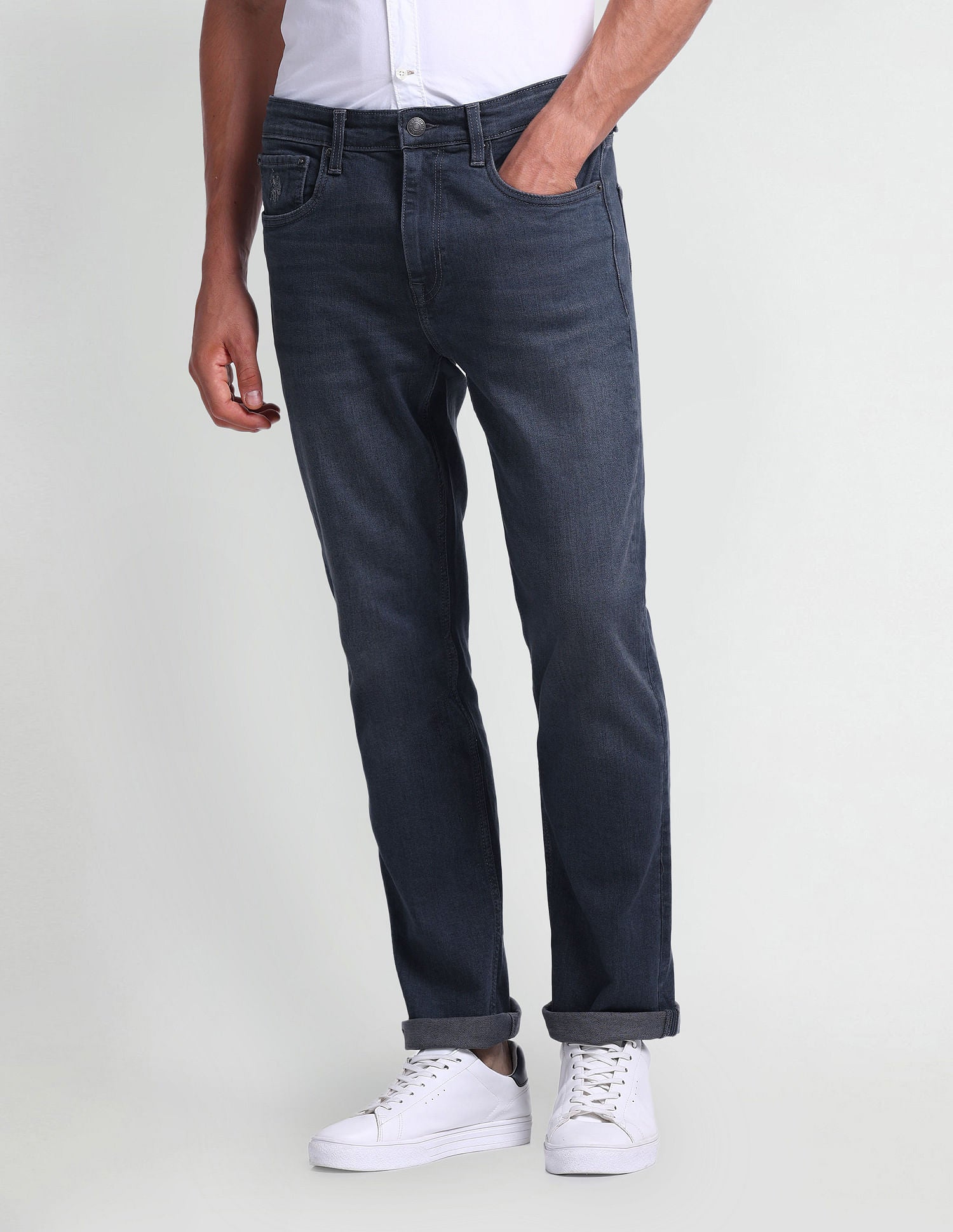 Harold Slim Straight Fit Blue Jeans Blue - U.S. Polo Assn. India | Large