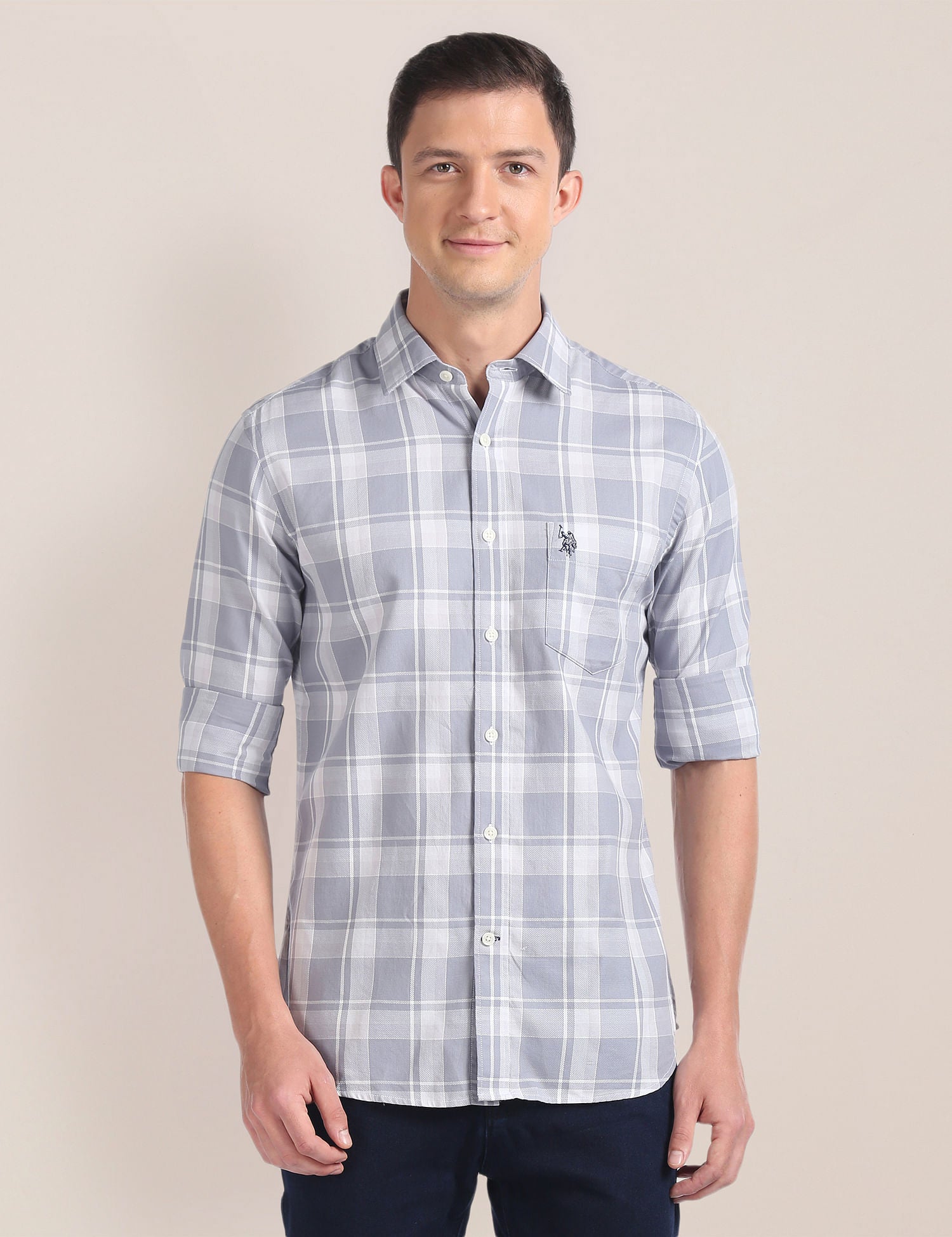 Tartan Check Dobby Shirt Grey - U.S. Polo Assn. India | Large