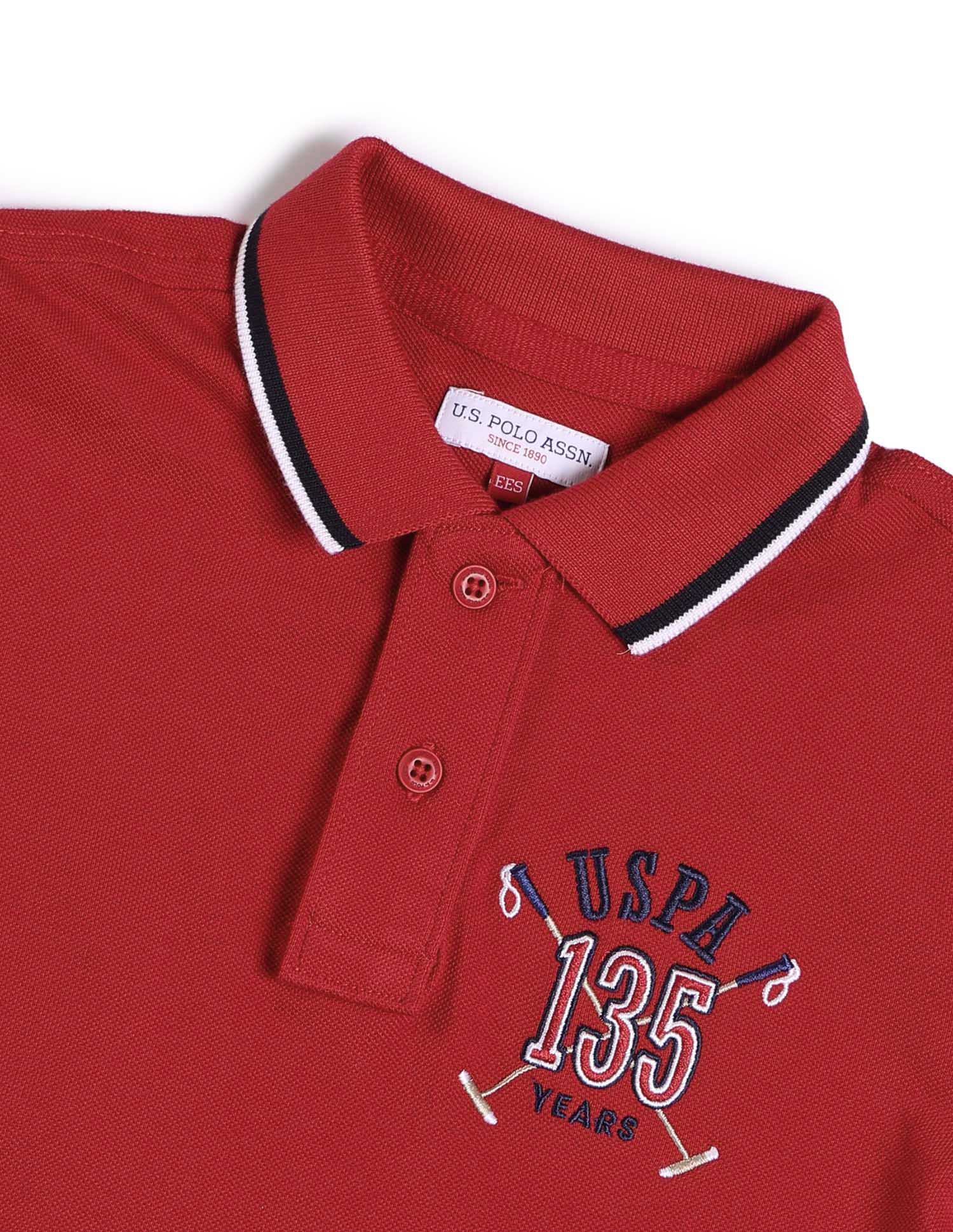Boys Brand Printed Regular Fit Polo Shirt Medium Red - U.S. POLO ASSN. | Large