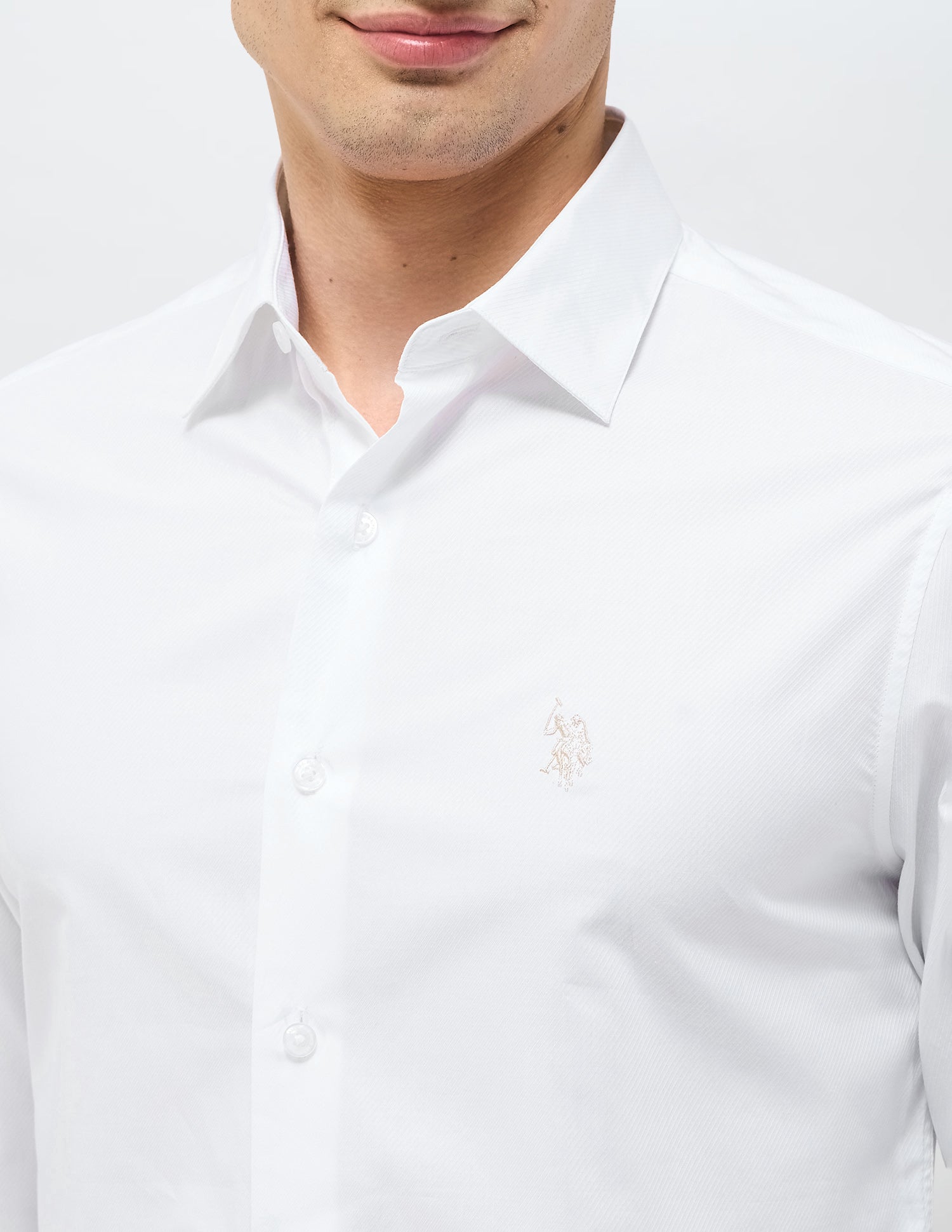 Textured Tailored Fit Shirt White - U.S. POLO ASSN. | Large