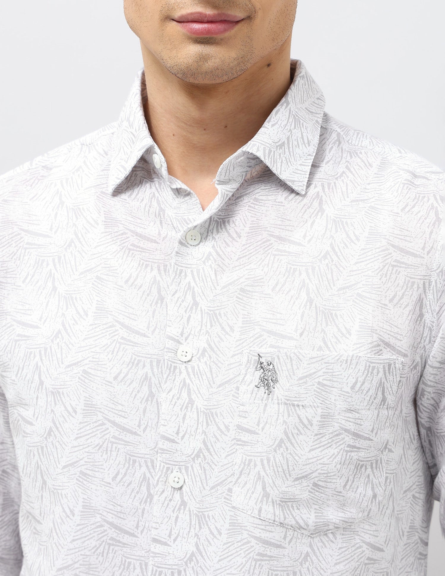 All Over Printed Tailored Fit Shirt Grey - U.S. POLO ASSN. | Large
