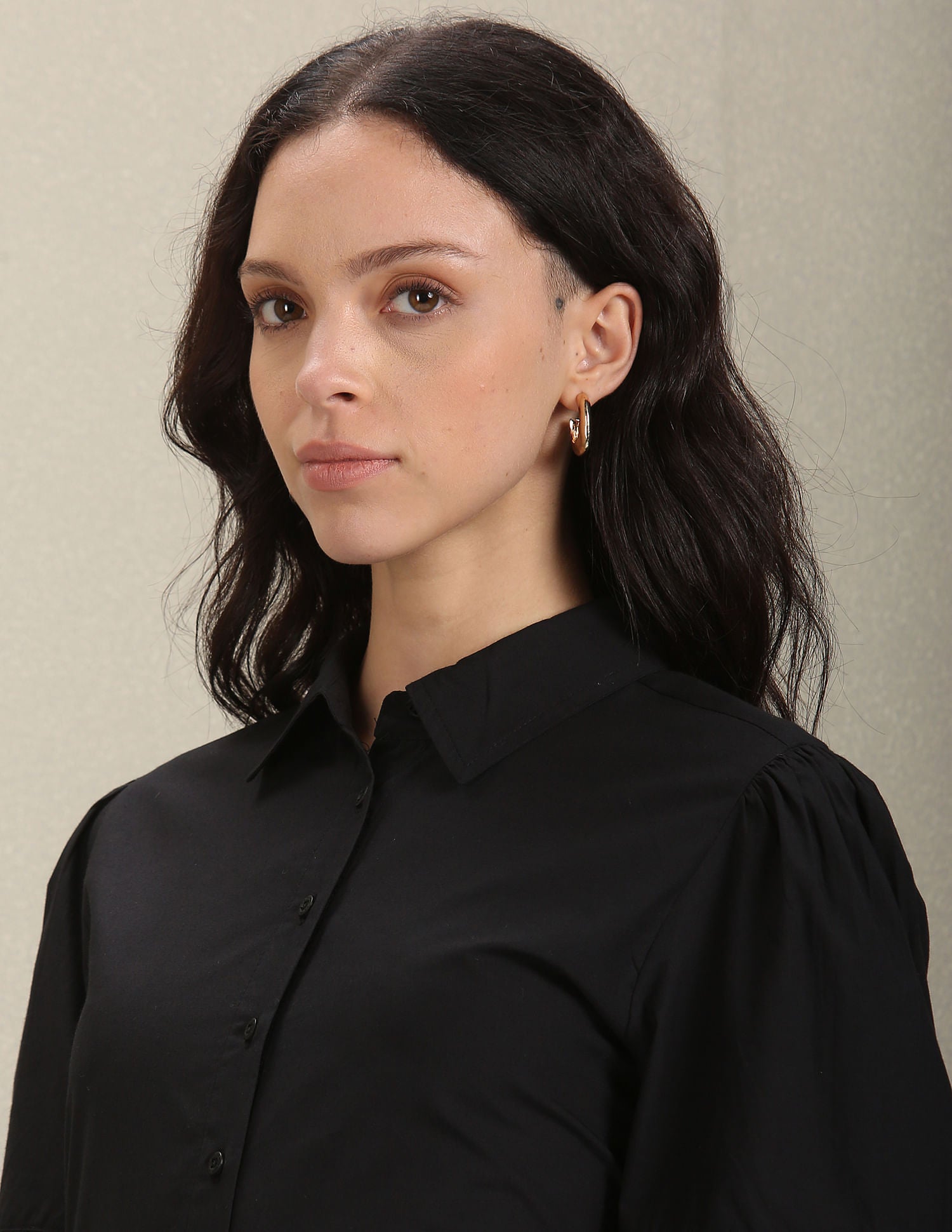 Spread Collar Solid Shirt Black - U.S. POLO ASSN. | Large