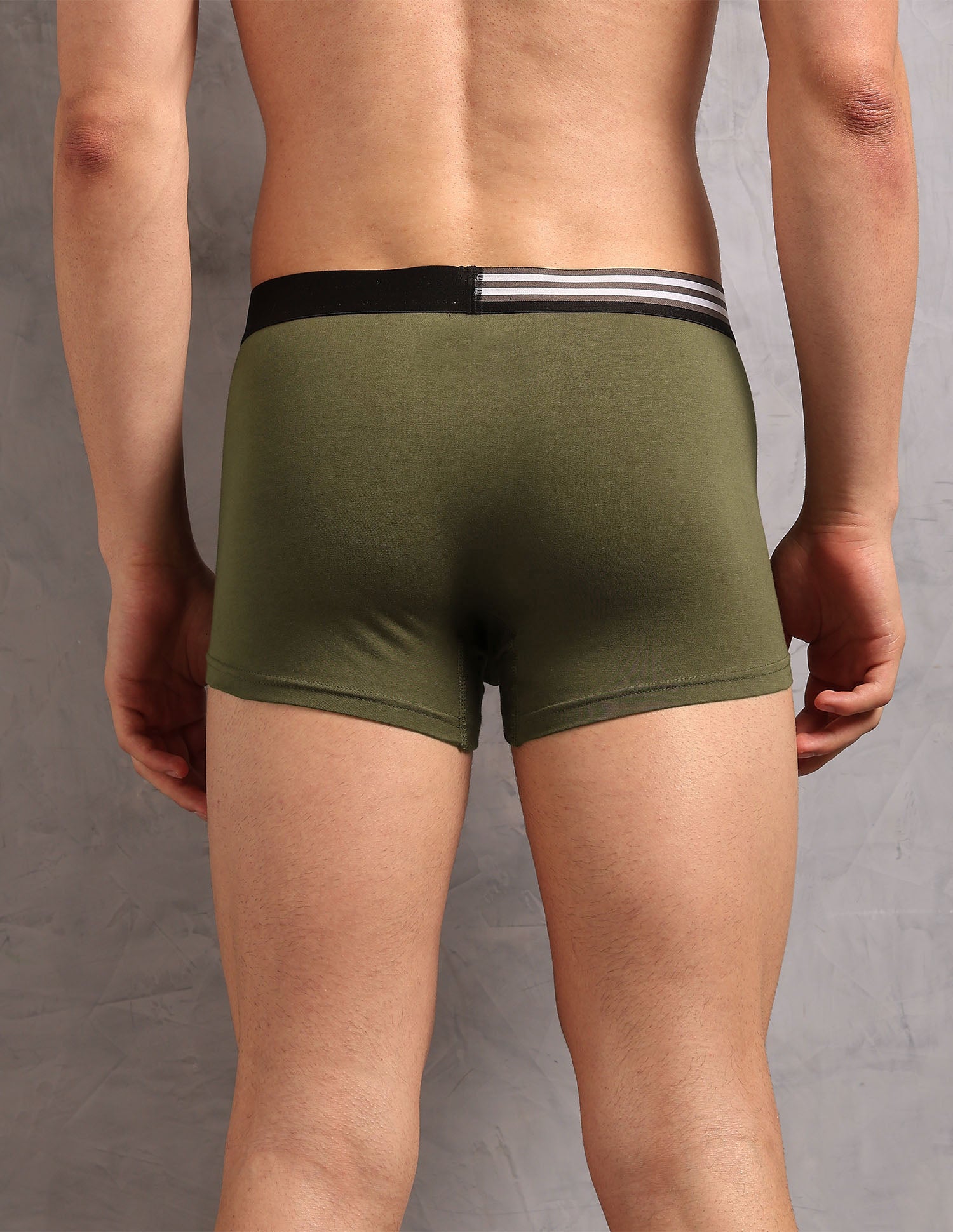 Striped Waistband OET19 Trunks - Pack Of 2 Dark Olive and Uspa Black - U.S. Polo Assn. India | Large