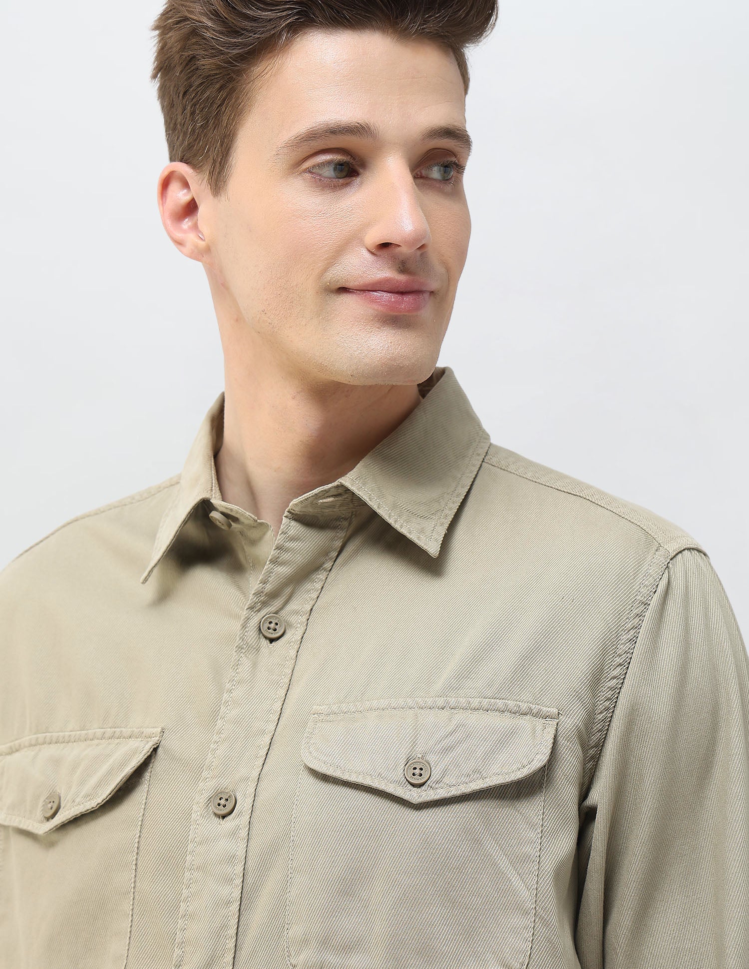 Twill Motel On The Coast Shirt Light Khaki - U.S. Polo Assn. India | Large