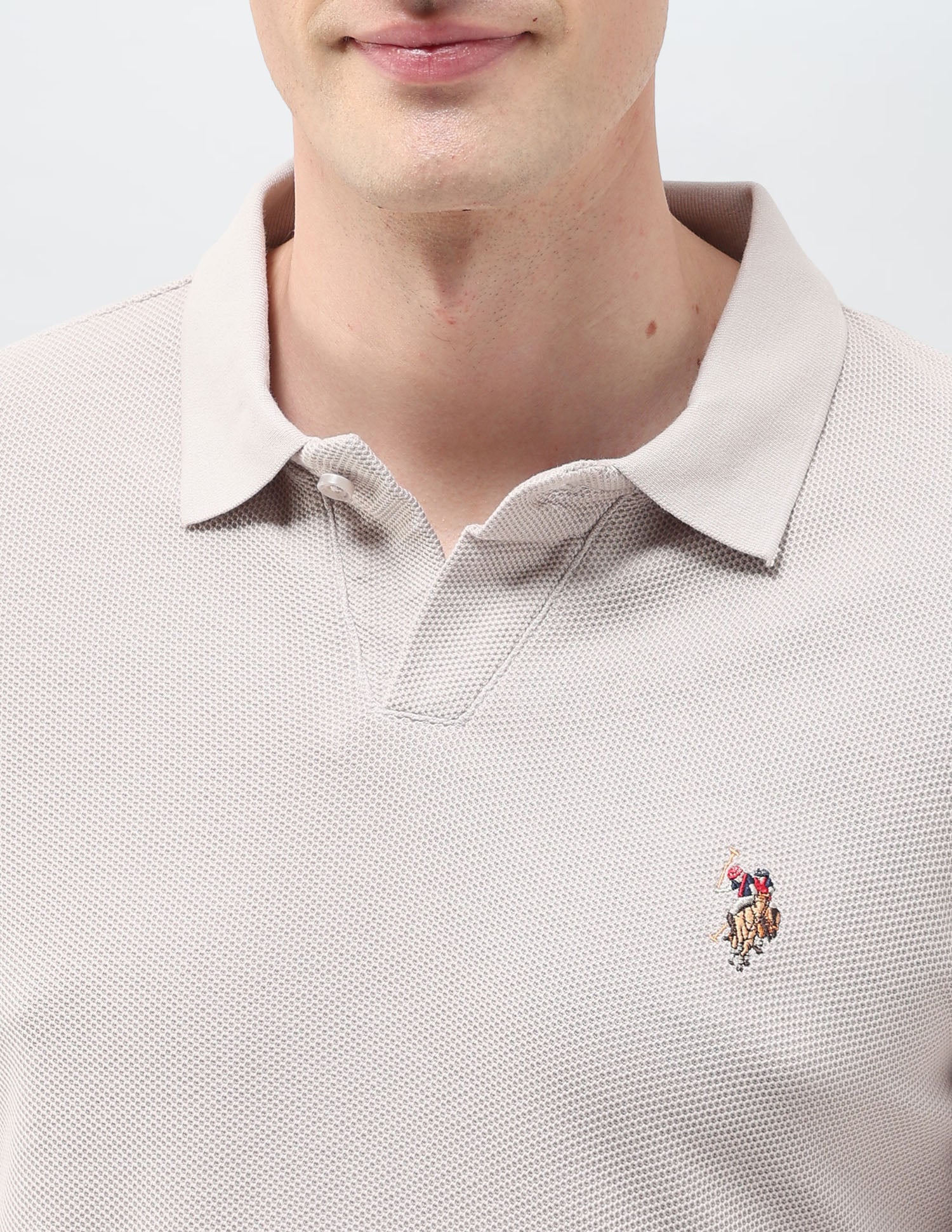 Textured Muscle Fit Polo Shirt Grey - U.S. Polo Assn. India | Large