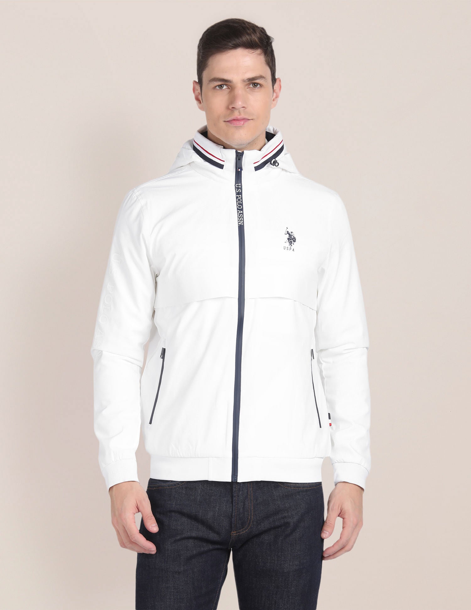 Detachable Hood Windcheater Jacket White - U.S. POLO ASSN. | Large