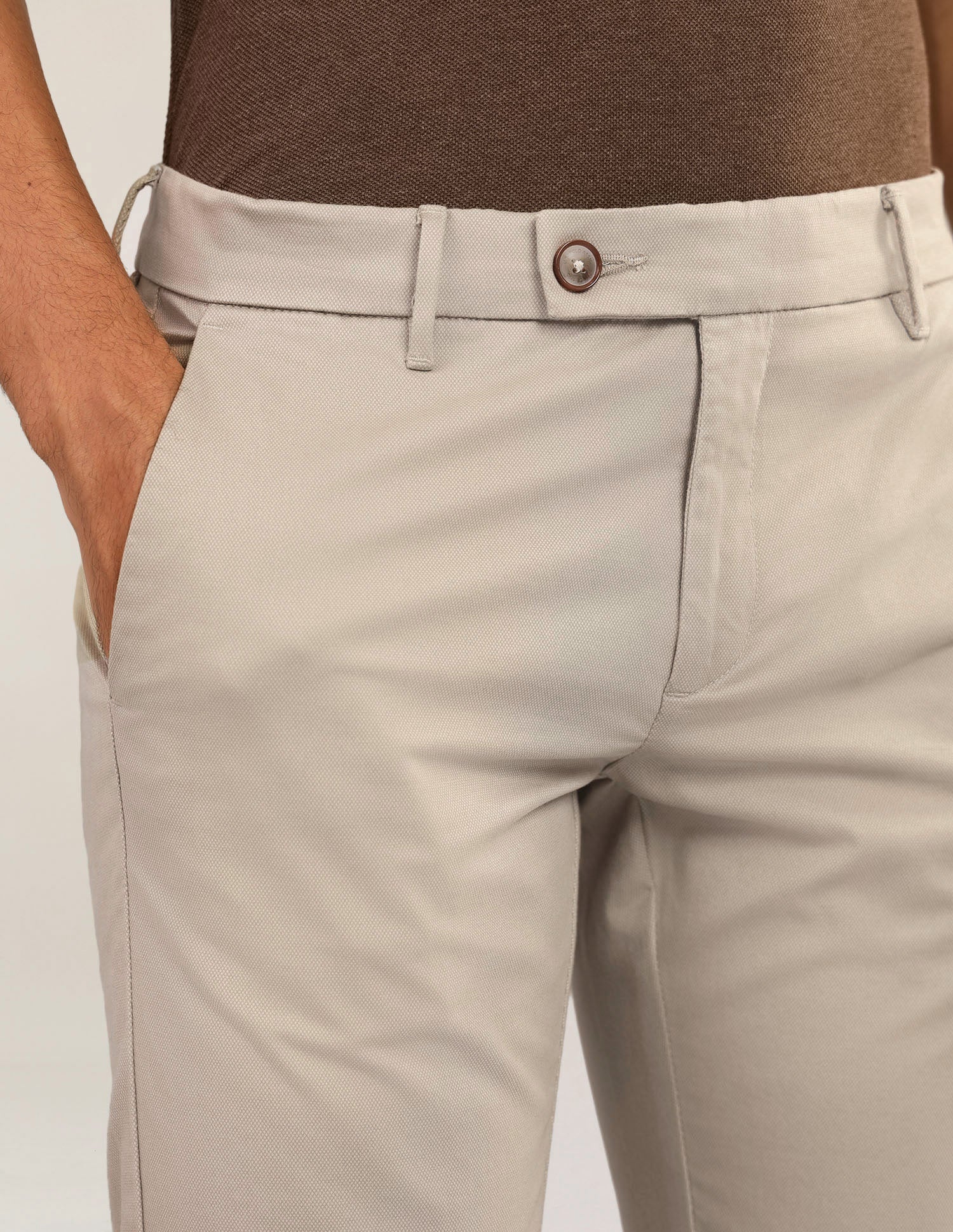 Textured Satin Trousers Beige - U.S. Polo Assn. India | Large