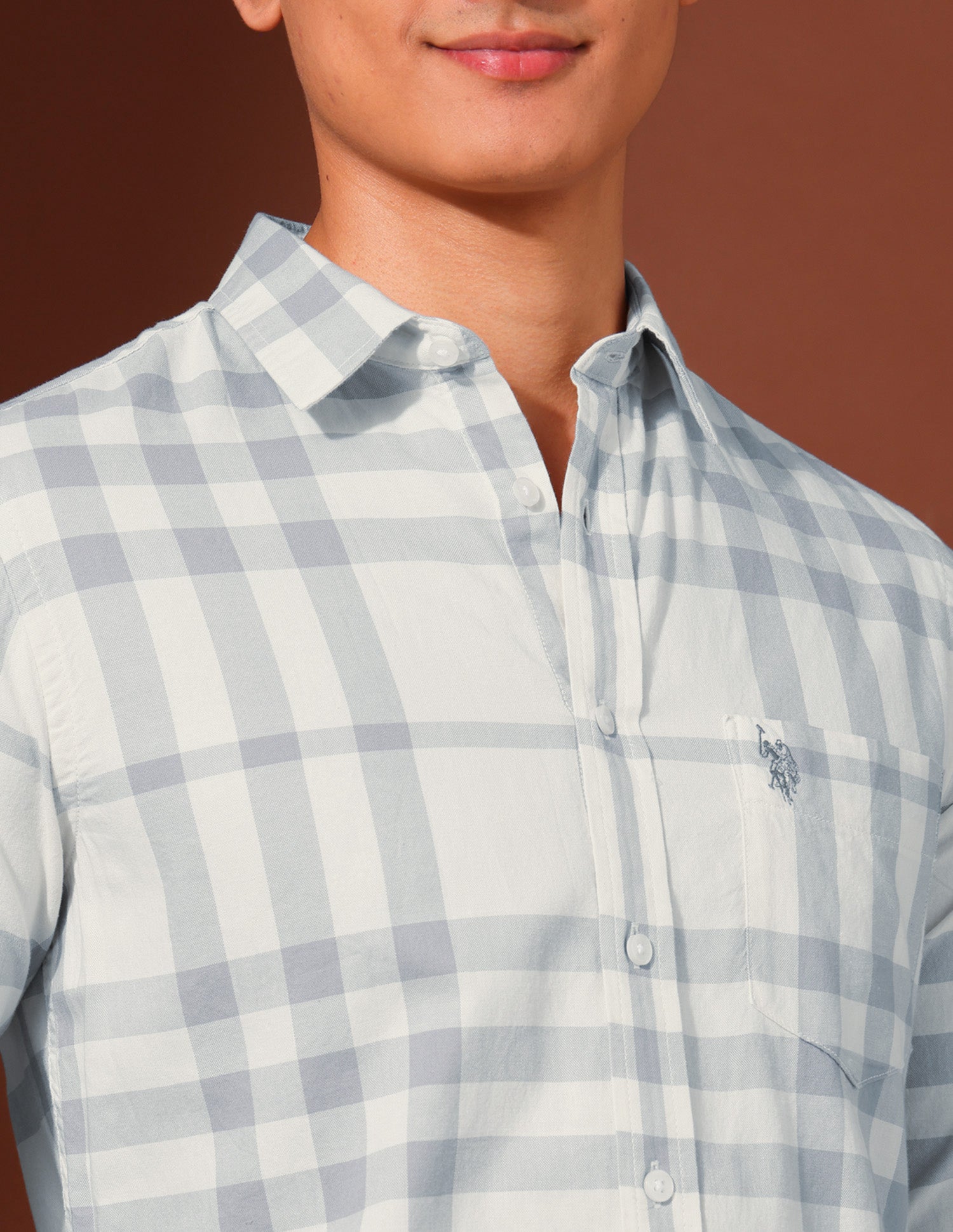 Grid Tattersall Checked Pure Cotton Shirt Grey - U.S. Polo Assn. India | Large