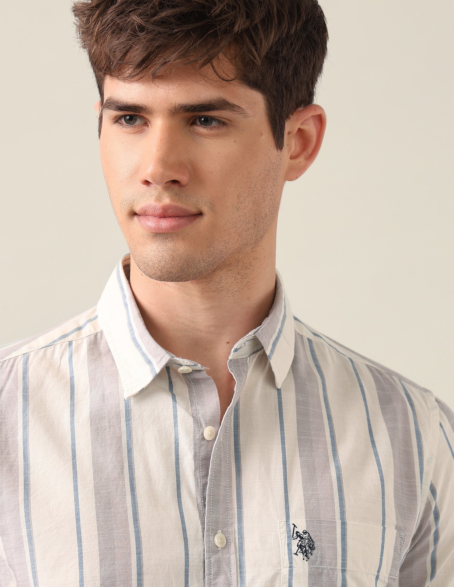 Regular Fit Vertical Striped Shirt Lavender - U.S. Polo Assn. India | Large