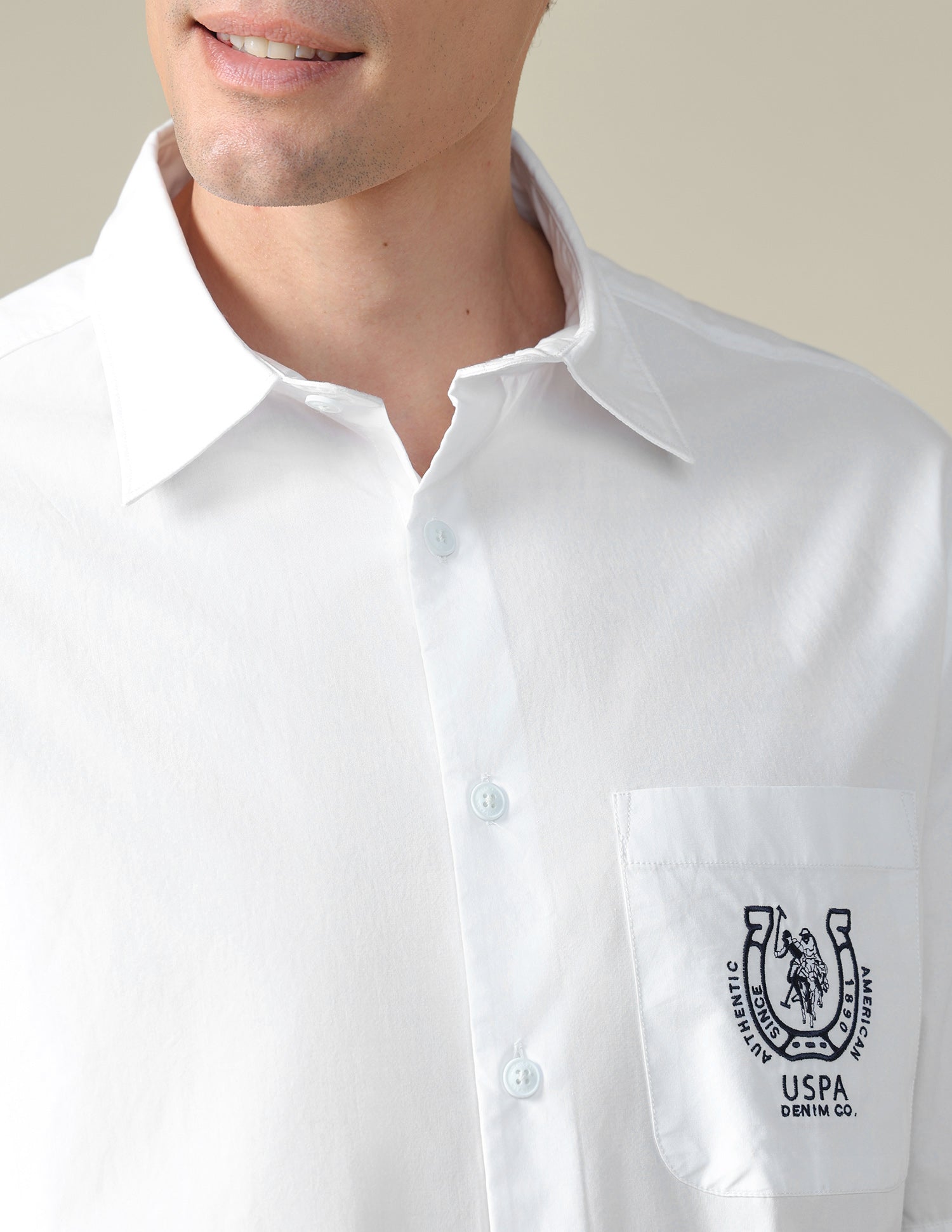 Brand Embroidered Regular Fit Shirt White - U.S. Polo Assn. India | Large