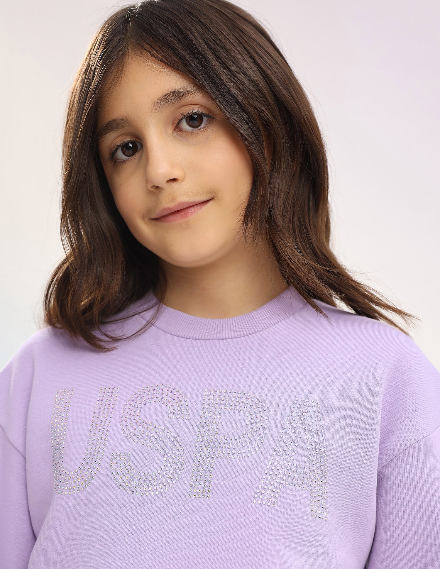 Brand Embellished Regular Fit Sweatshirt Light Purple - U.S. POLO ASSN. | Large