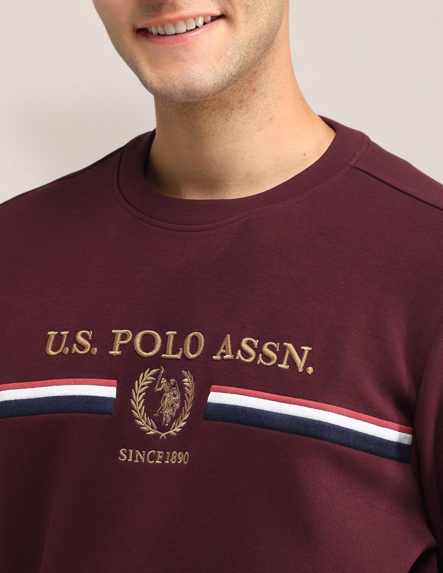 Brand Printed Regular Fit Sweatshirt Maroon - U.S. Polo Assn. India | Large