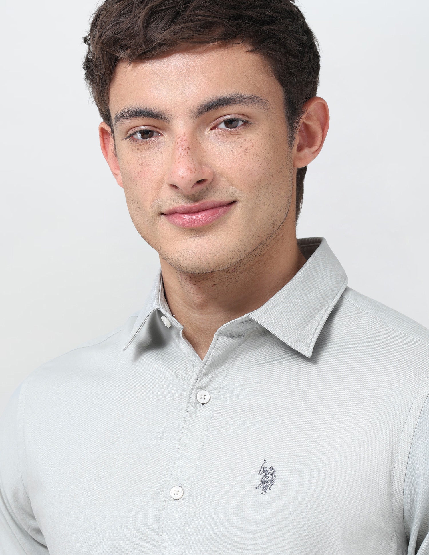 Solid Tailored Fit Shirt Light Grey - U.S. Polo Assn. India | Large