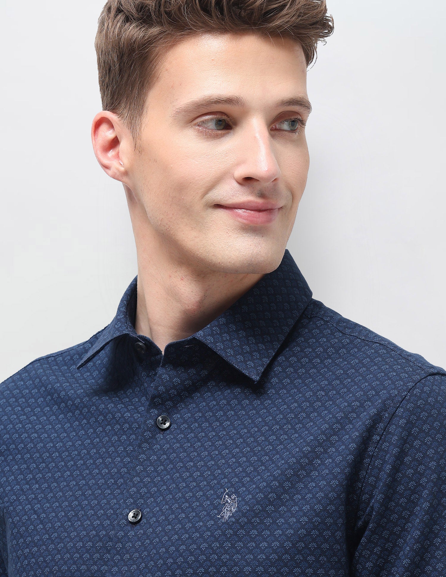 Geometric Printed Regular Fit Shirt Light Brown - U.S. Polo Assn. India | Large
