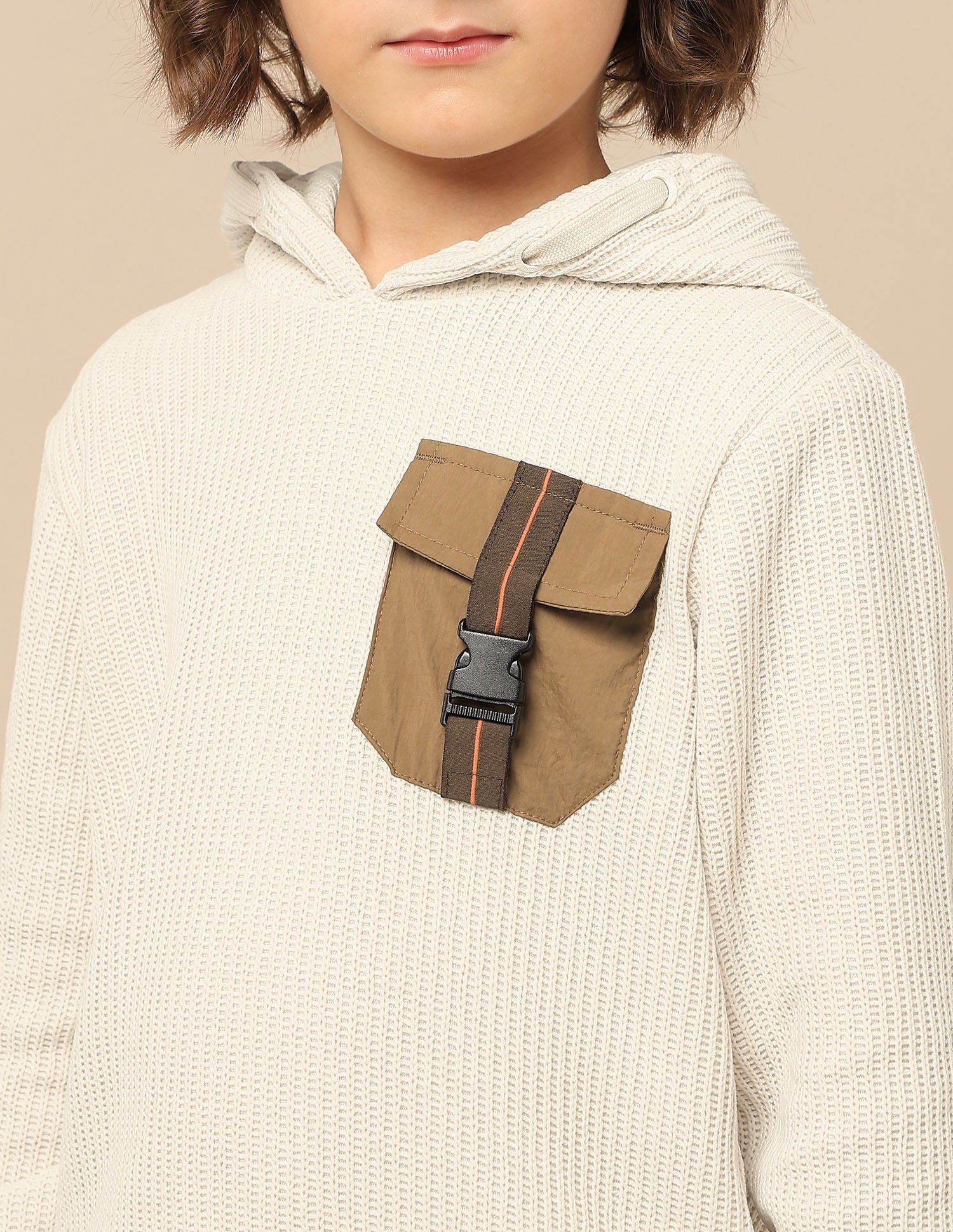 Boys Brand Embroidered Hooded Sweatshirt Ecru - U.S. POLO ASSN. | Large