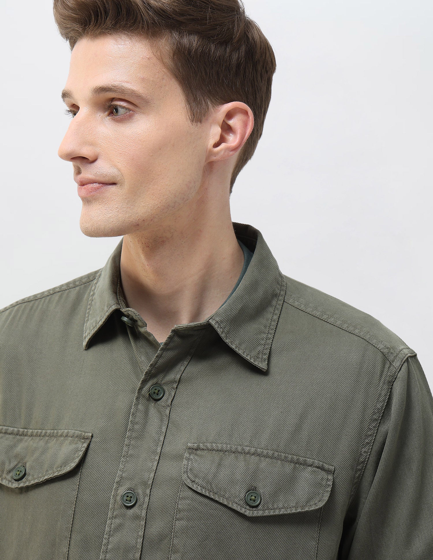 Twill Motel On The Coast Shirt Olive - U.S. Polo Assn. India | Large