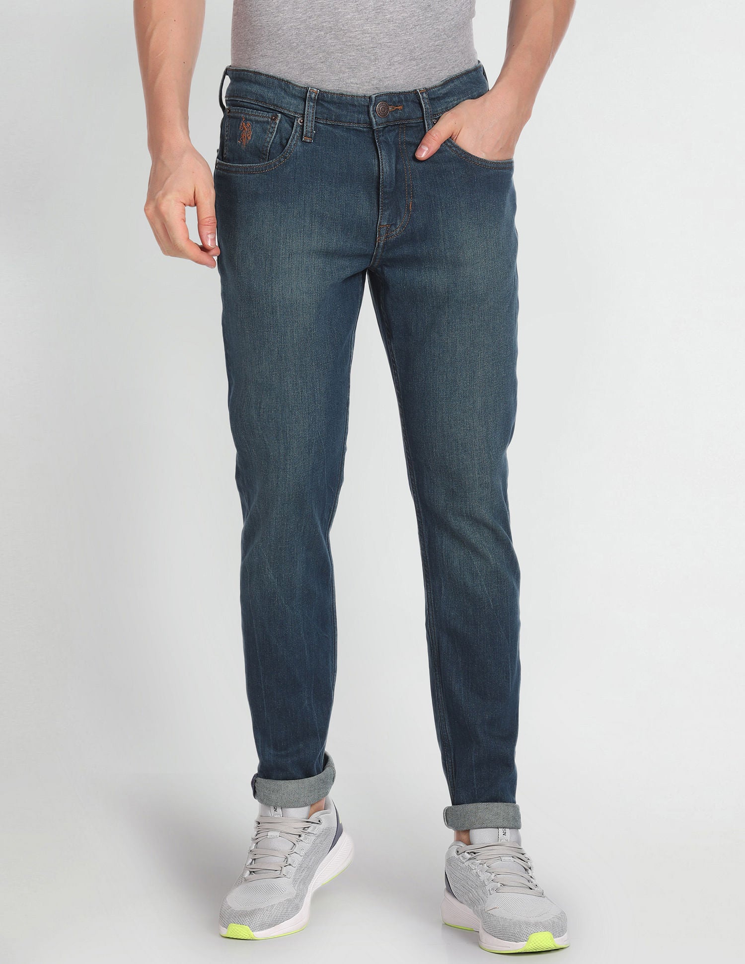 Brandon Slim Tapered Fit Blue Jeans Blue - U.S. POLO ASSN. | Large