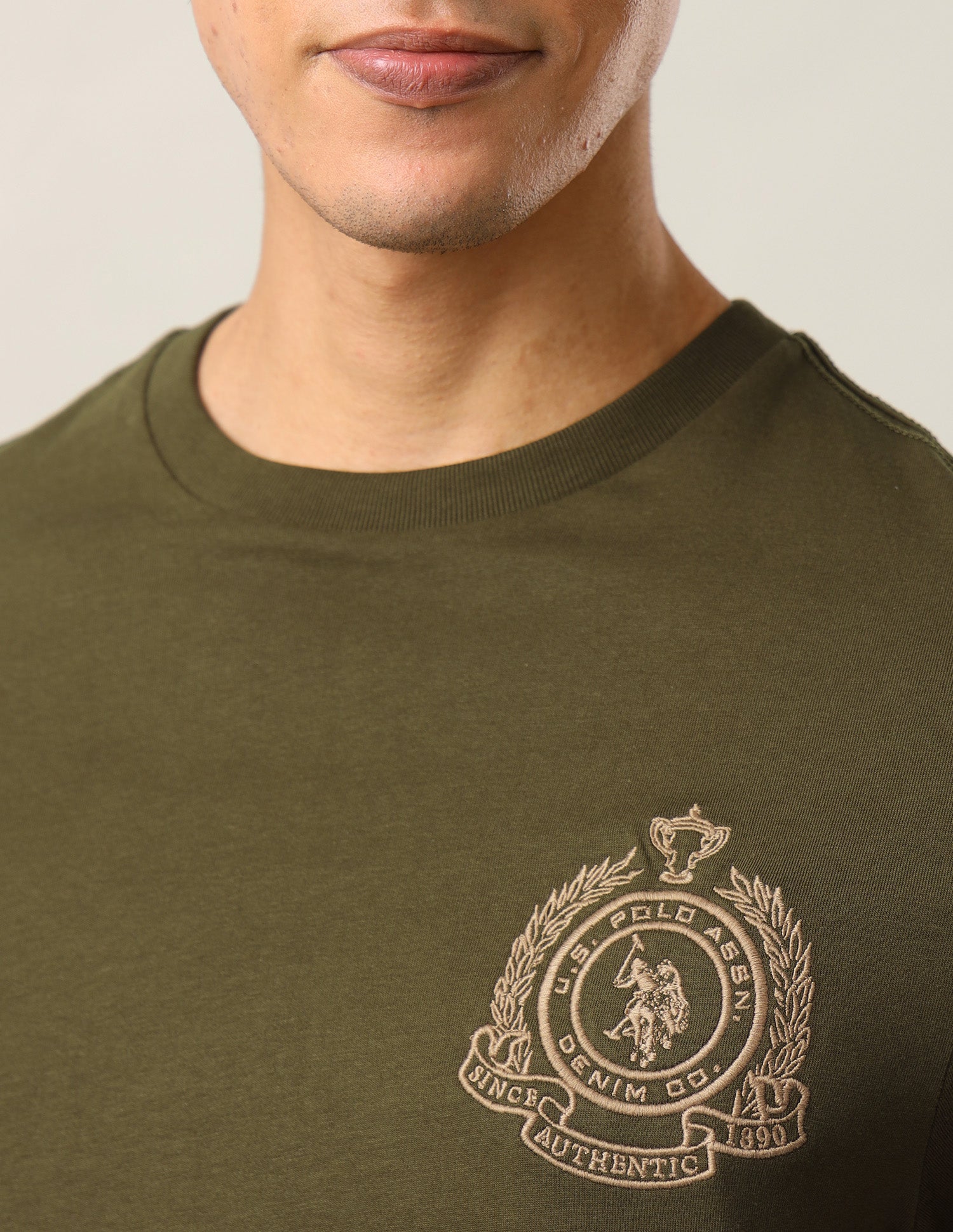 Solid Regular Fit T-Shirt Olive - U.S. Polo Assn. India | Large