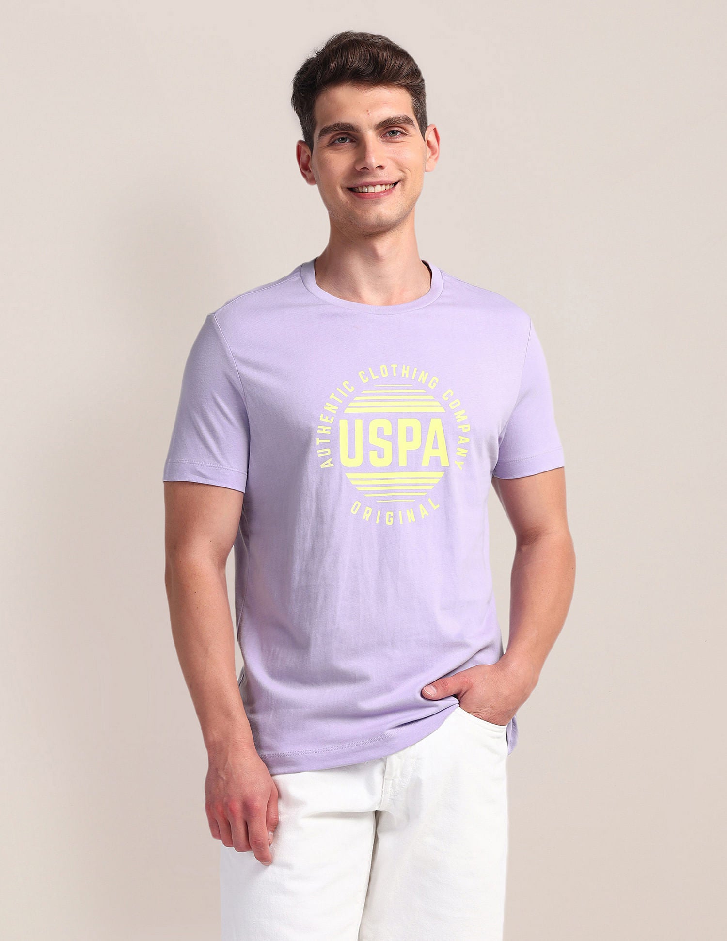 Brand Print Slim Fit T-Shirt Purple - U.S. Polo Assn. India | Large