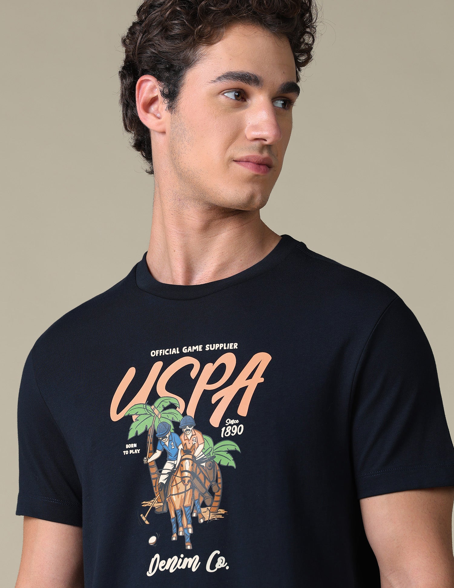 Graphic Brand Printed Slim Fit T-Shirt Navy - U.S. Polo Assn. India | Large