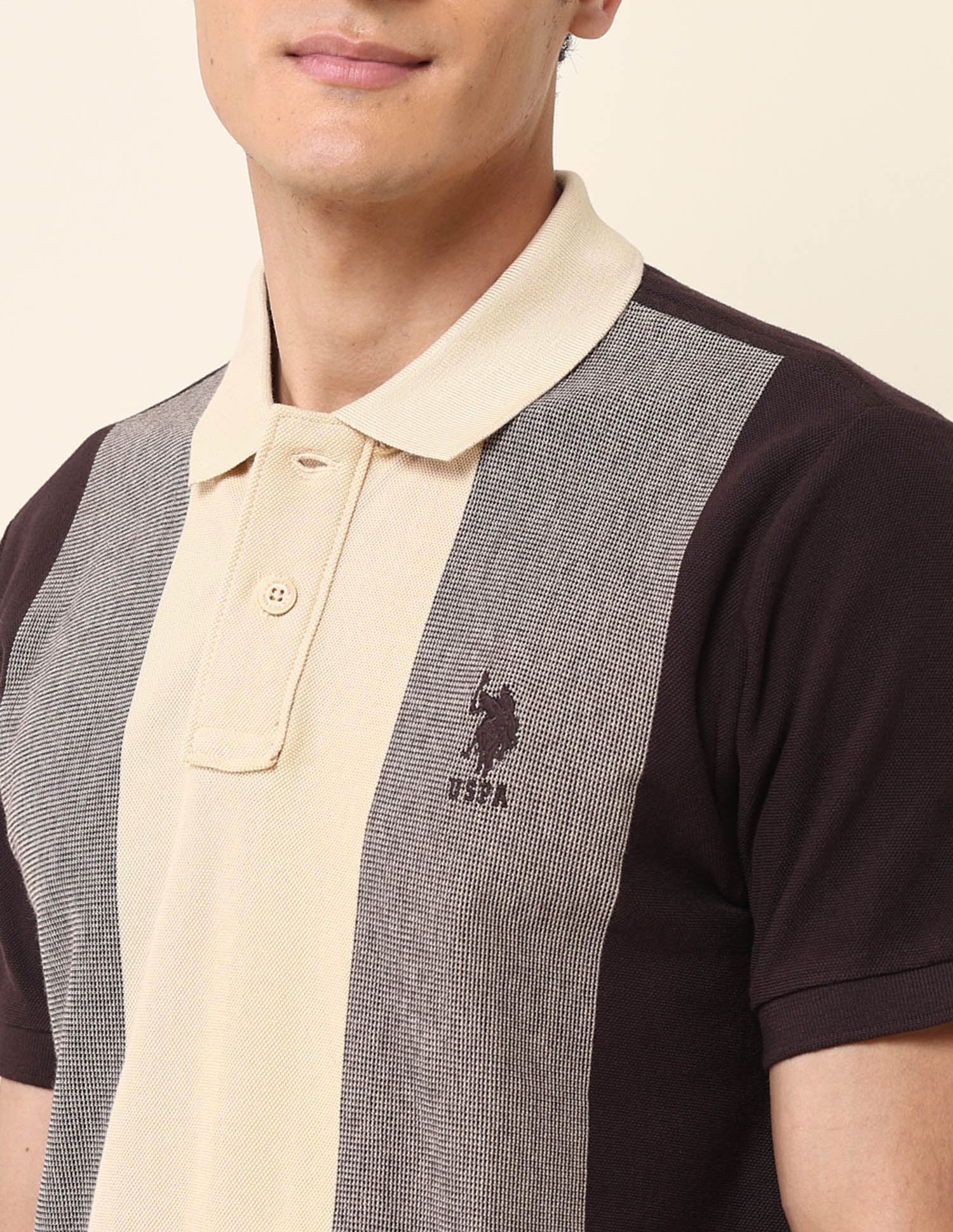 Colourblocked Slim Fit Polo Shirt Dark Brown - U.S. POLO ASSN. | Large