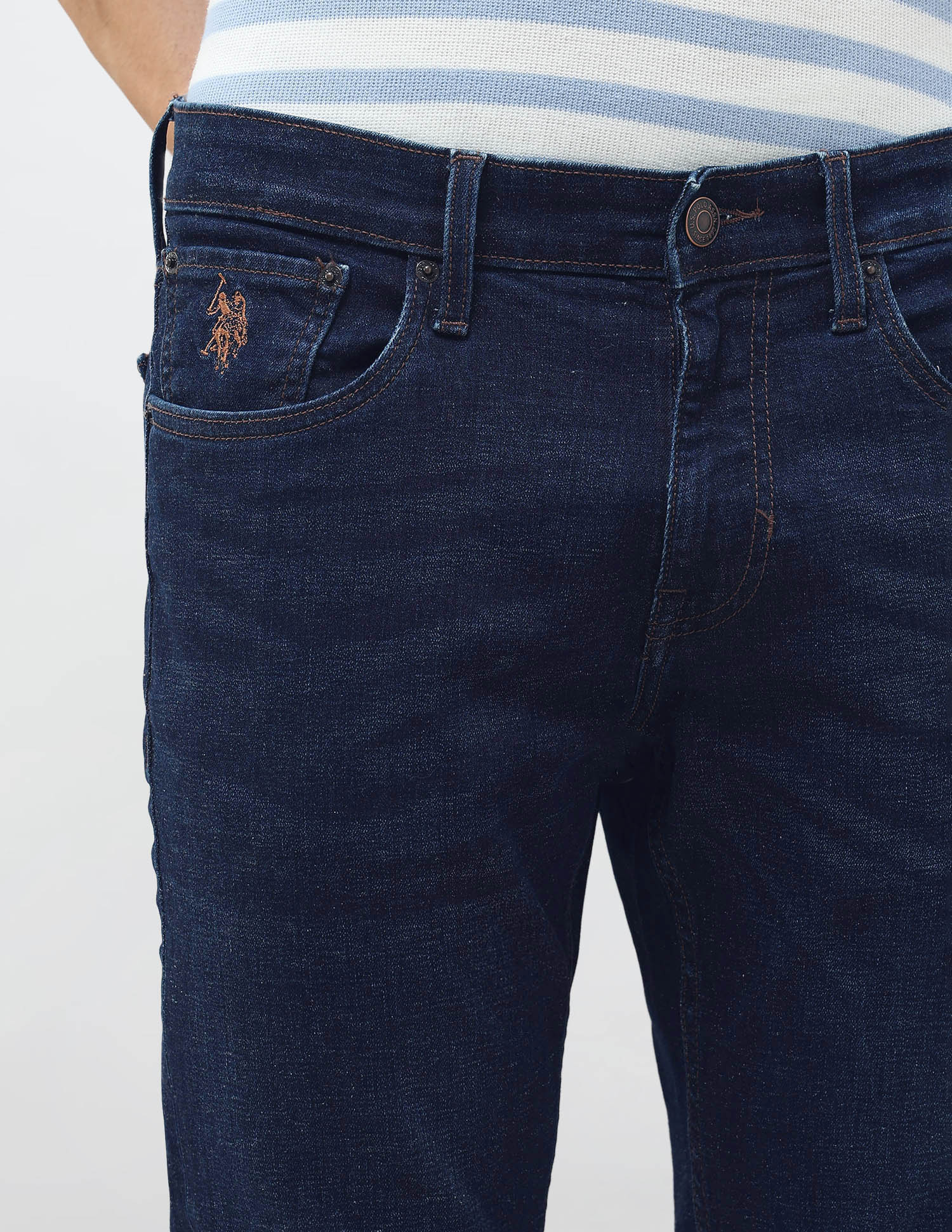 Brandon Slim Tapered Fit Whiskered Jeans Dark Wash - U.S. POLO ASSN. | Large