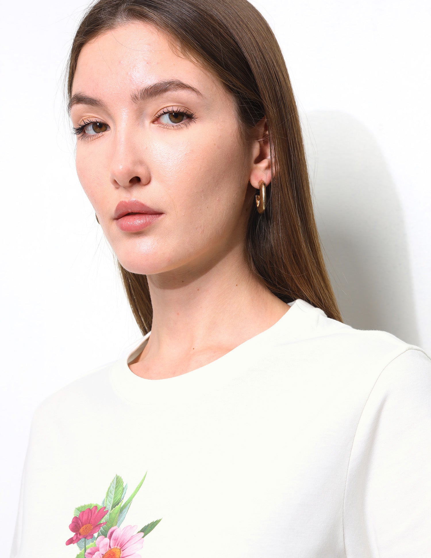 Digital Hd Floral Printed Boxy Fit T-Shirt Off White - U.S. Polo Assn. India | Large