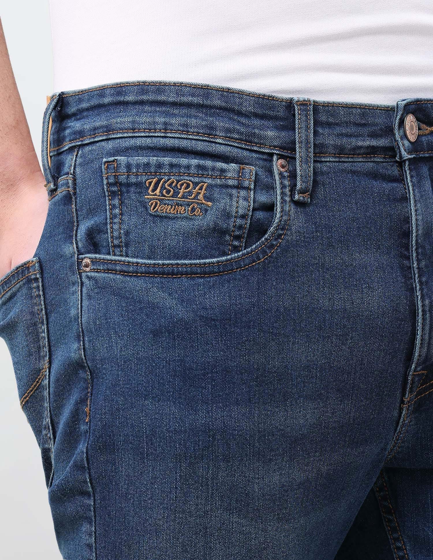 Solid Slim Tapered Fit Jeans Blue - U.S. Polo Assn. India | Large