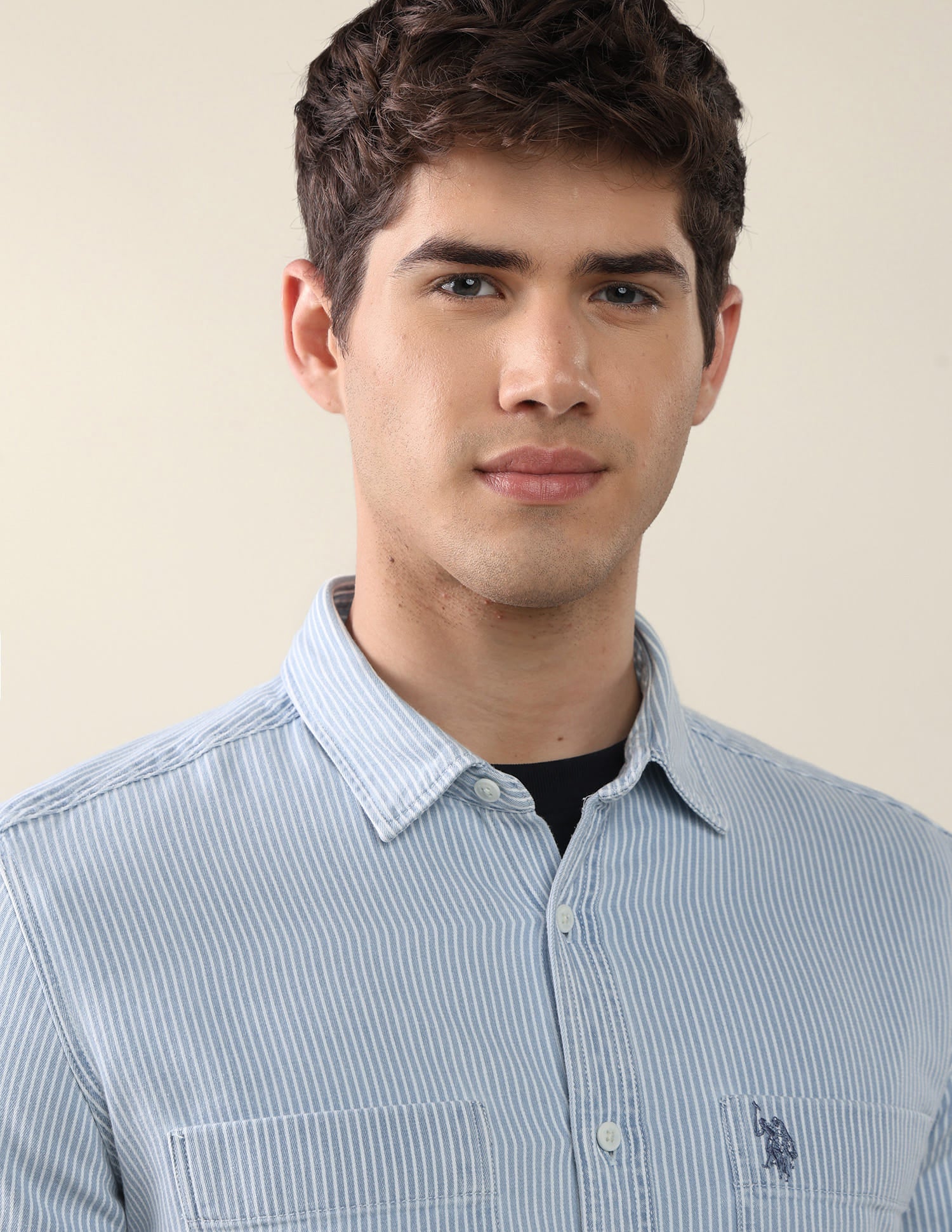Twill Vertical Striped Shirt Blue - U.S. Polo Assn. India | Large