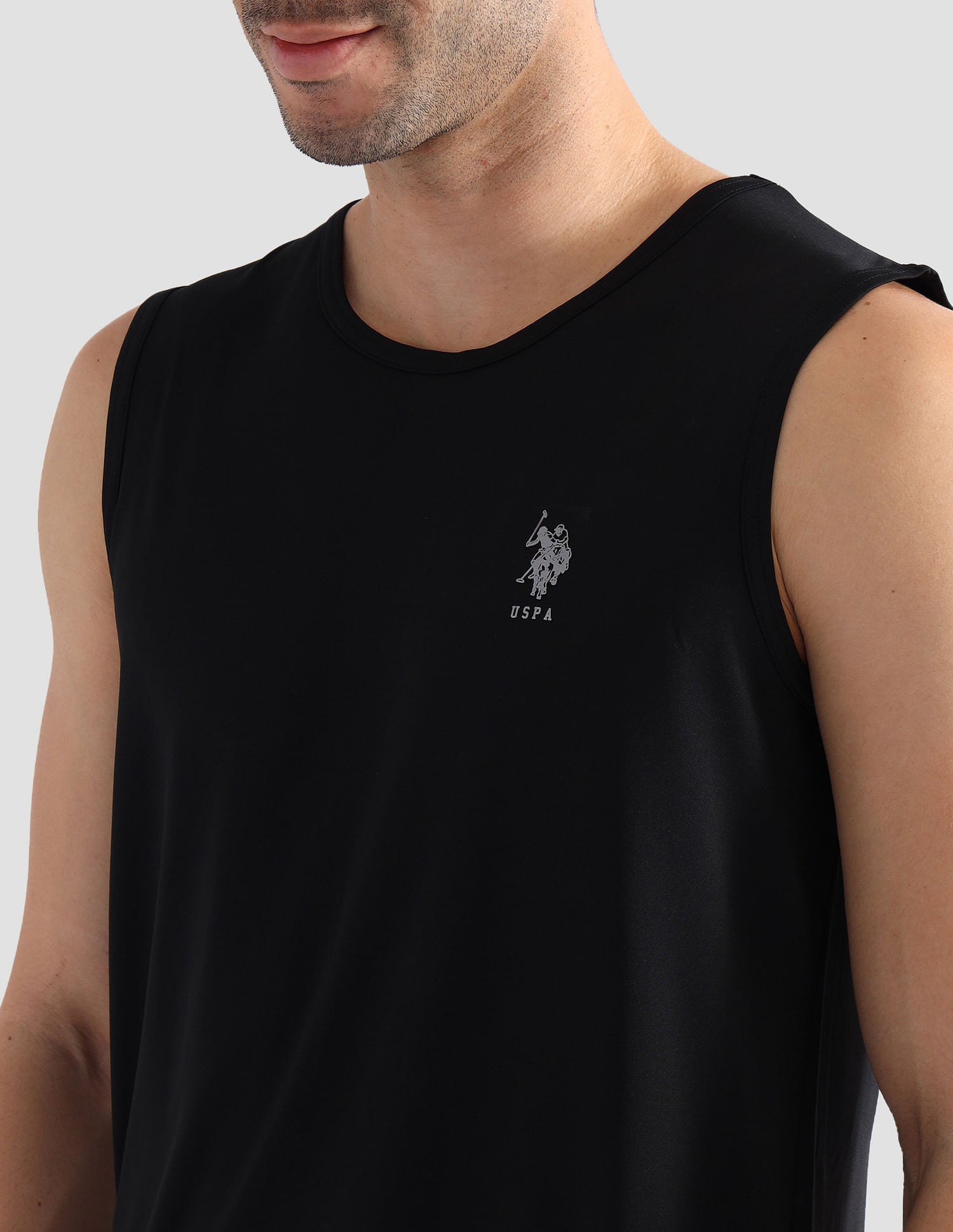 Solid Cotton OEV07 Vest - Pack Of 1 Black - U.S. Polo Assn. India | Large
