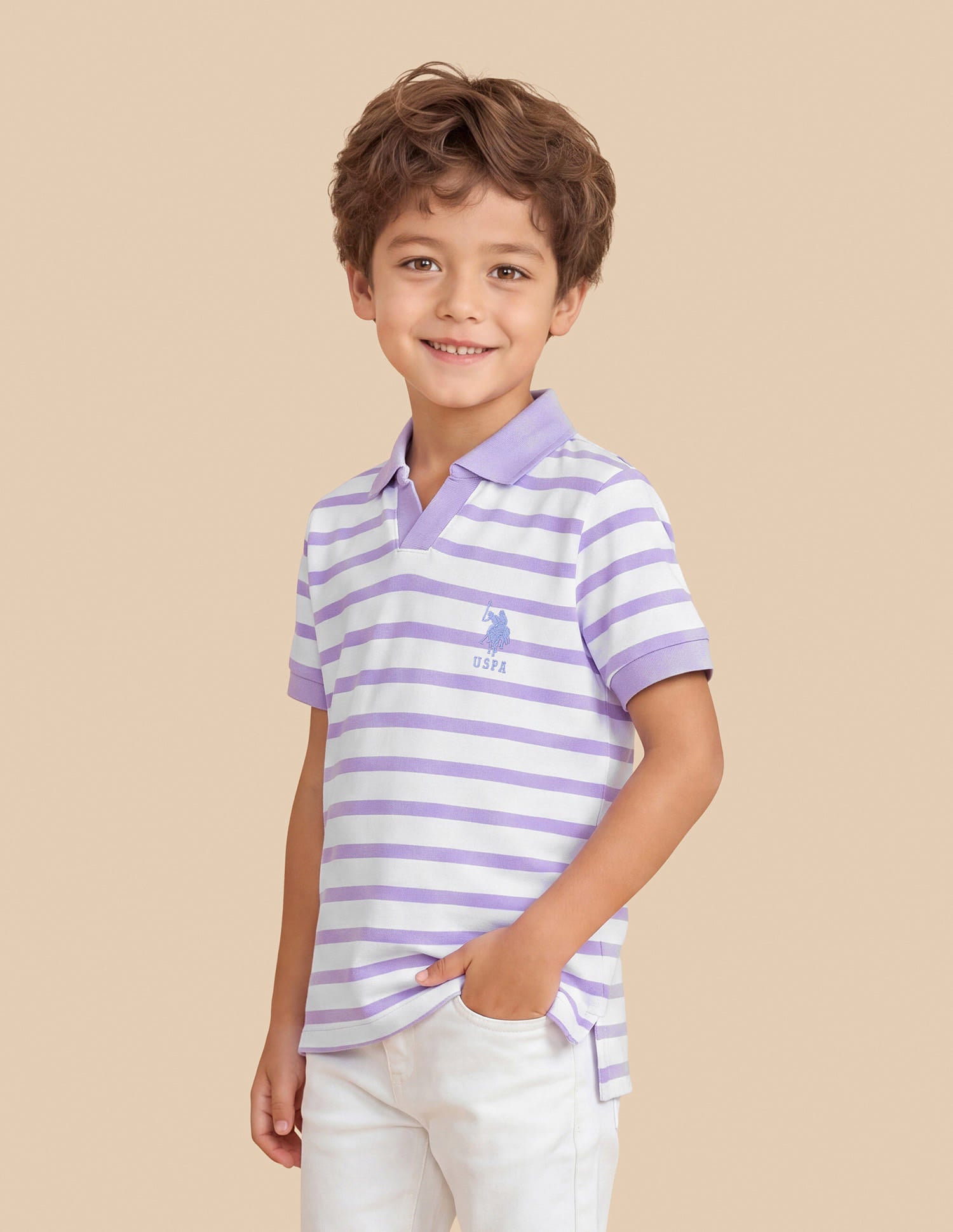 Horizontal Striped Regular Fit Polo Shirt Purple - U.S. Polo Assn. India | Large