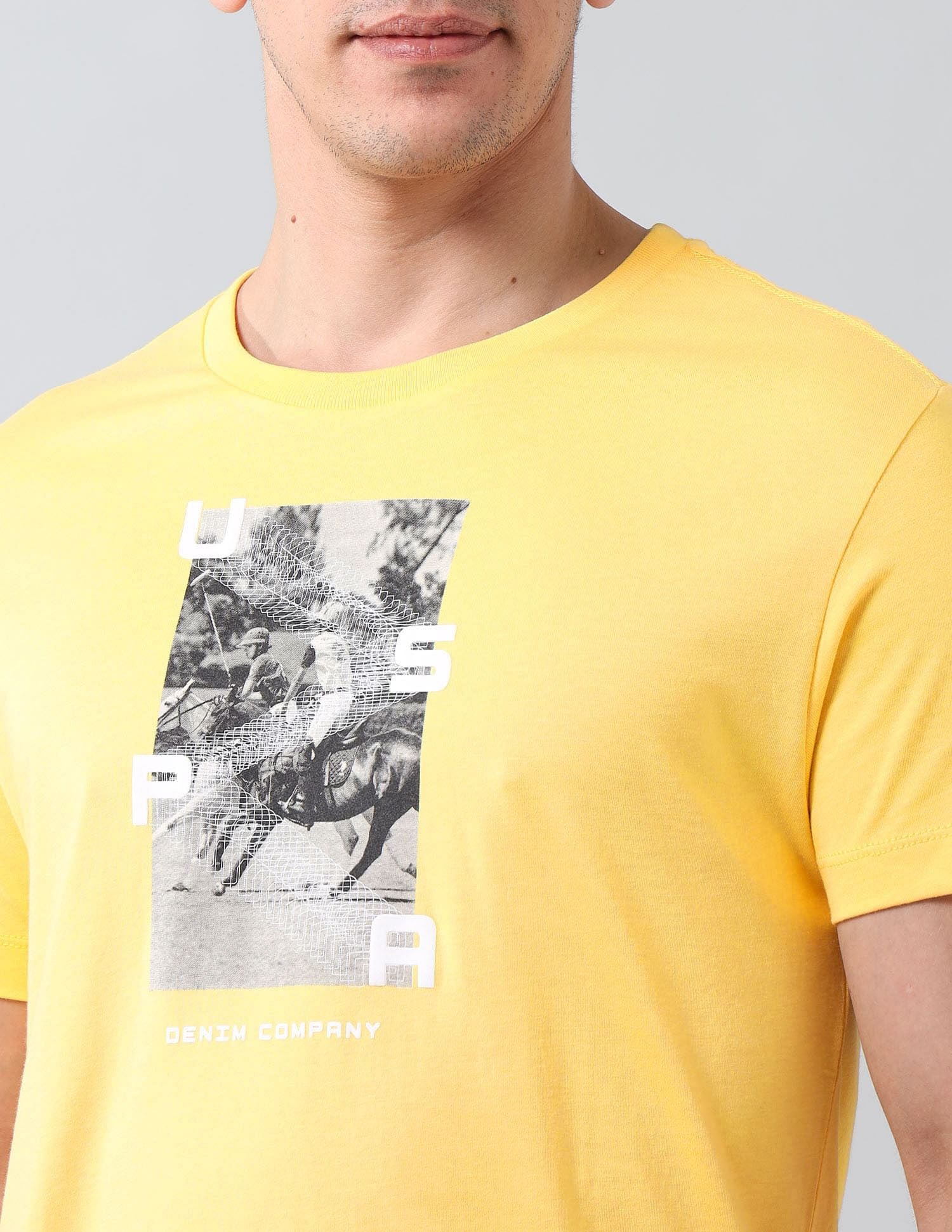 Muscle Fit Brand Printed T-Shirt Yellow - U.S. Polo Assn. India | Large