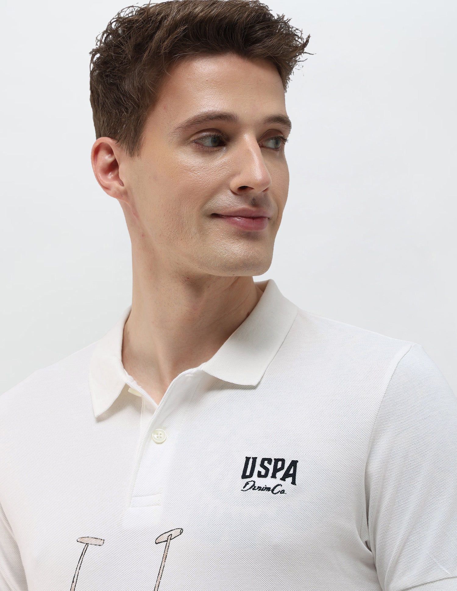 Brand Printed Summer House Polo Shirt Ivory - U.S. Polo Assn. India | Large