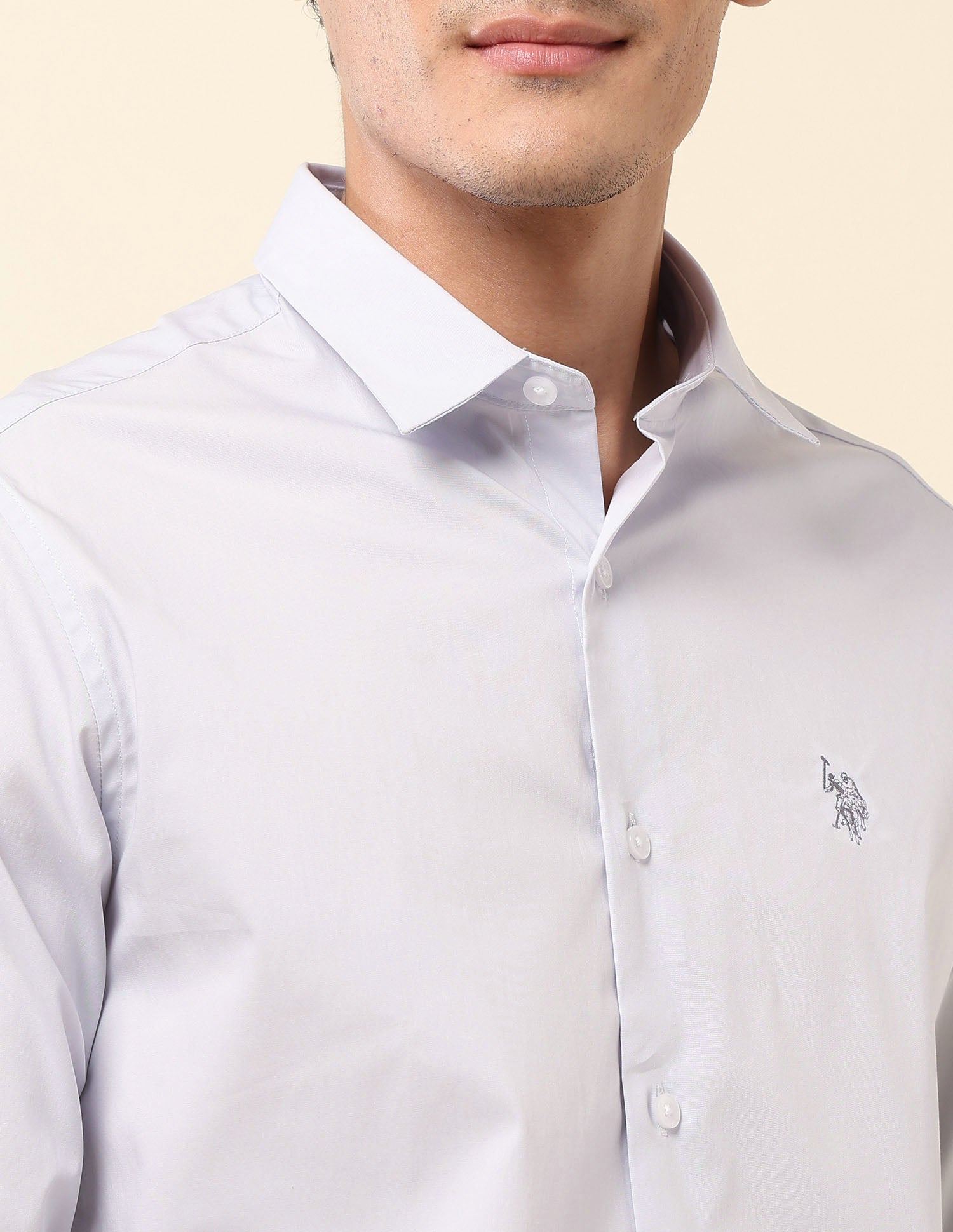 Tailored Fit Poplin Shirt Grey - U.S. Polo Assn. India | Large
