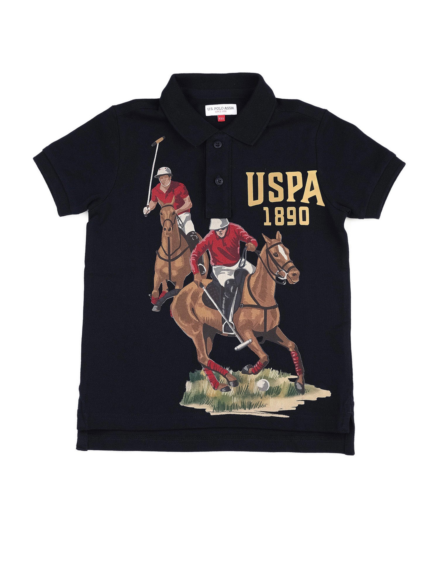 Boys Brand Printed Pure Cotton Polo Shirt Navy - U.S. POLO ASSN. | Large