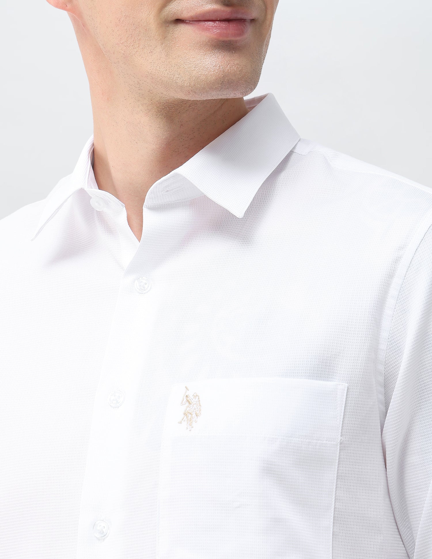 Textured Dobby Shirt White - U.S. Polo Assn. India | Large