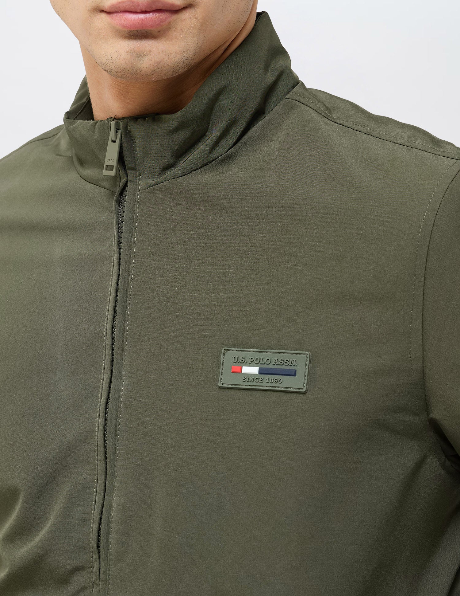 High Neck Solid Jacket Olive - U.S. POLO ASSN. | Large
